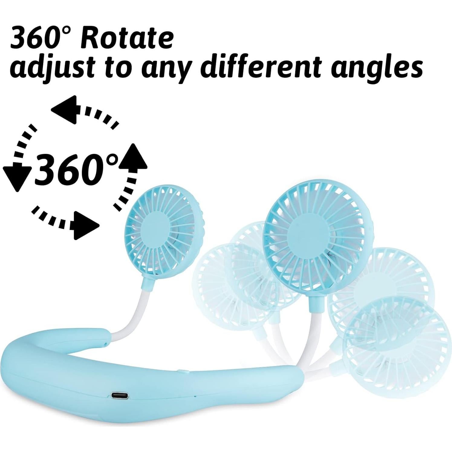 Ventilador de Cuello Portátil Haomaomao 2500 mAh USB Azul