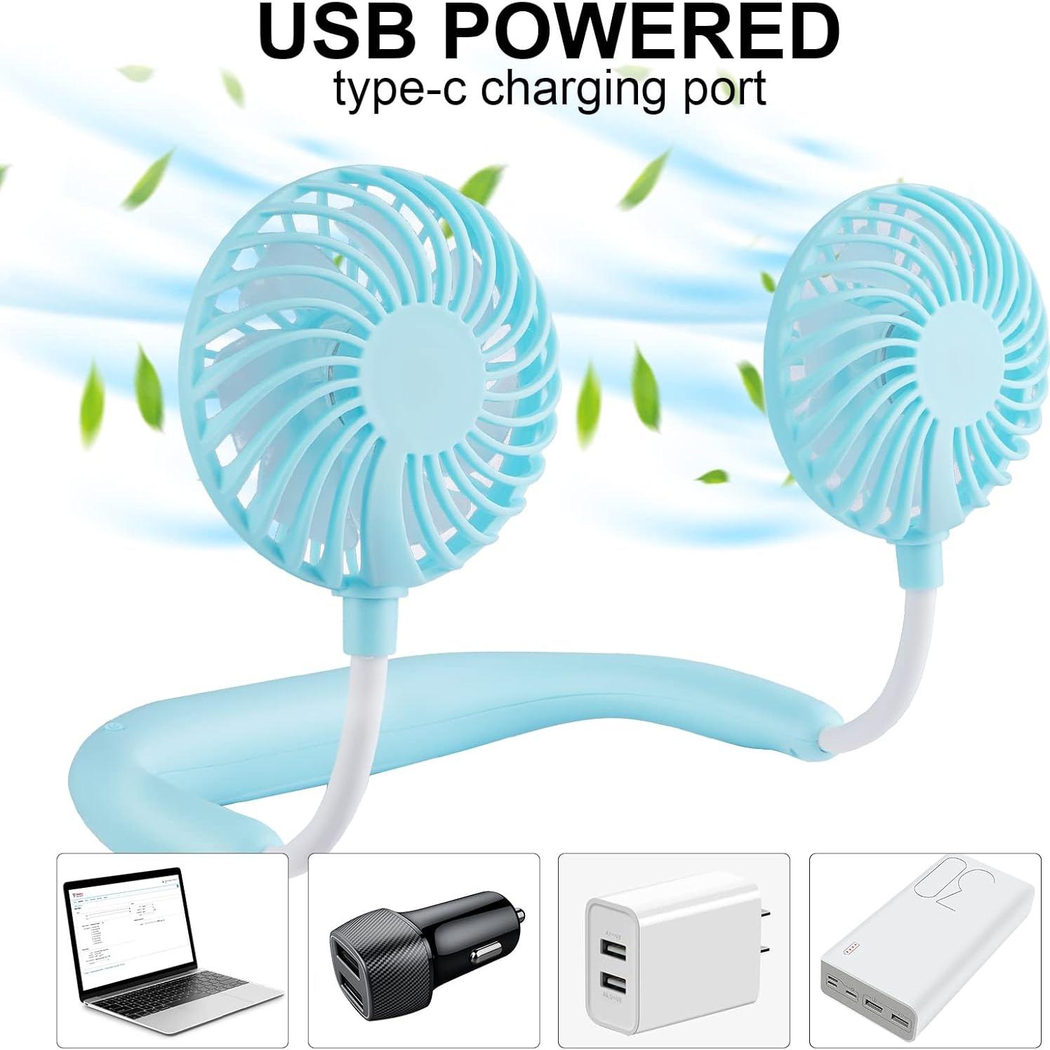 Ventilador de Cuello Portátil Haomaomao 2500 mAh USB Azul