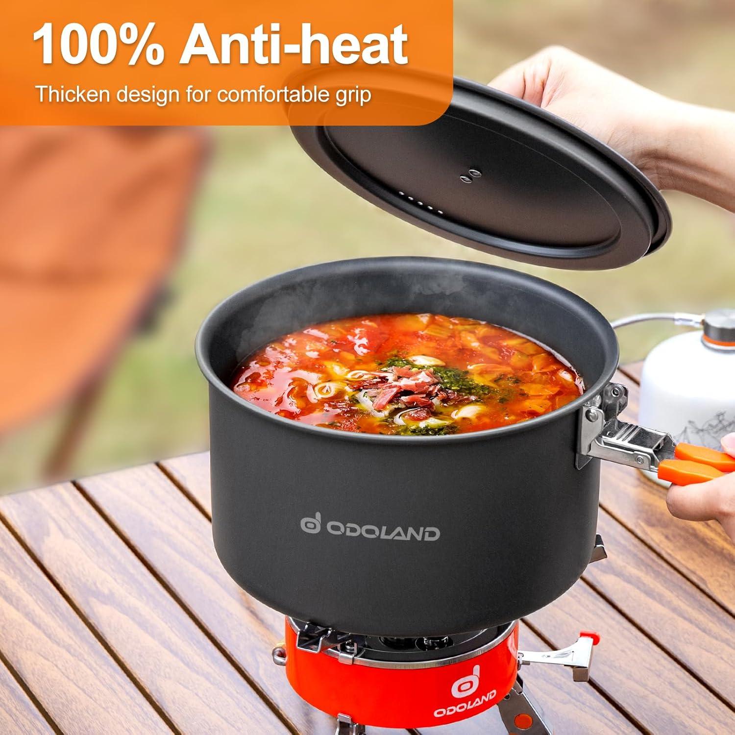 Kit de Cocina Camping Odoland Olla 1.9L y Sartén 0.86L
