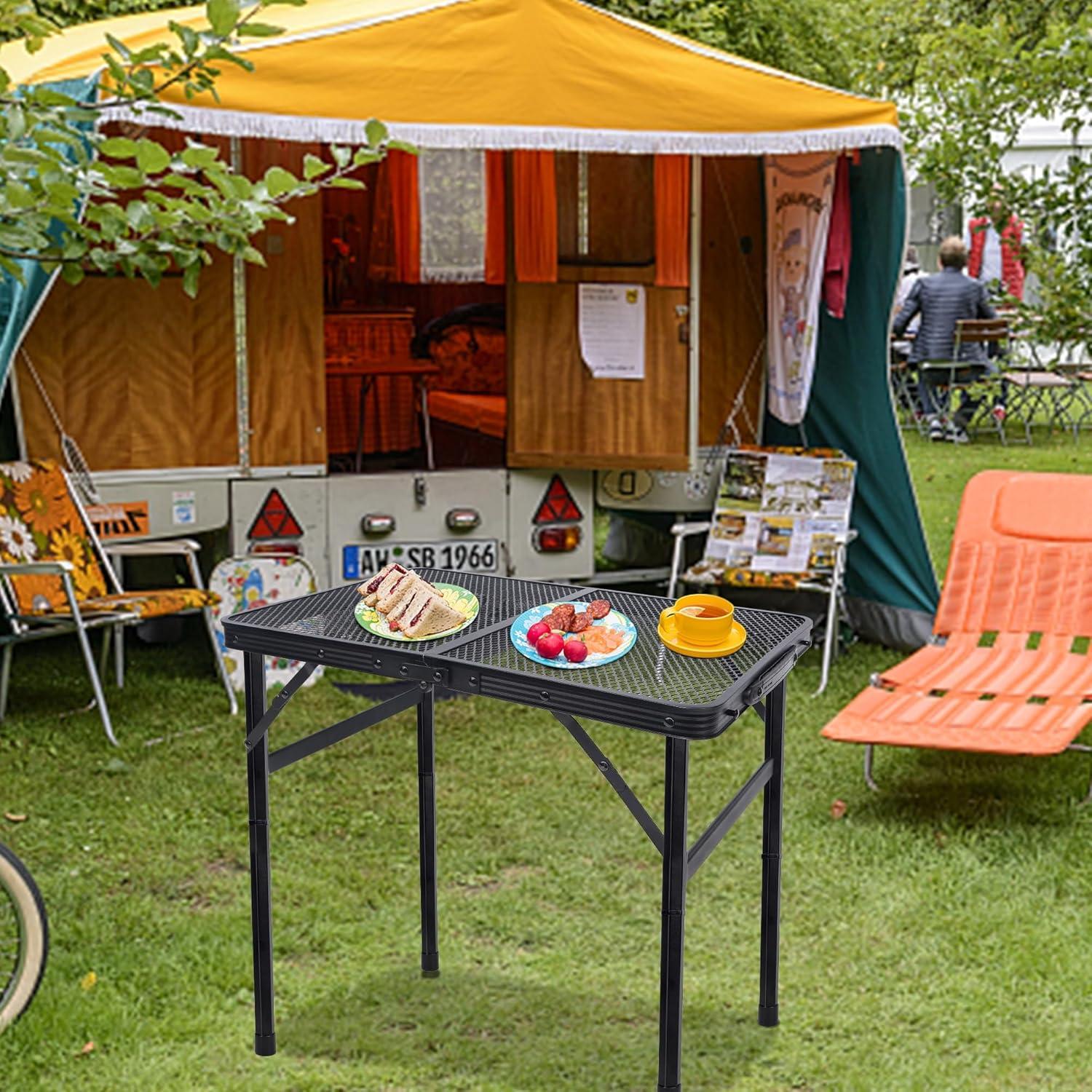 Mesa Plegable FORUP 2FT Ajustable para Camping y Picnic