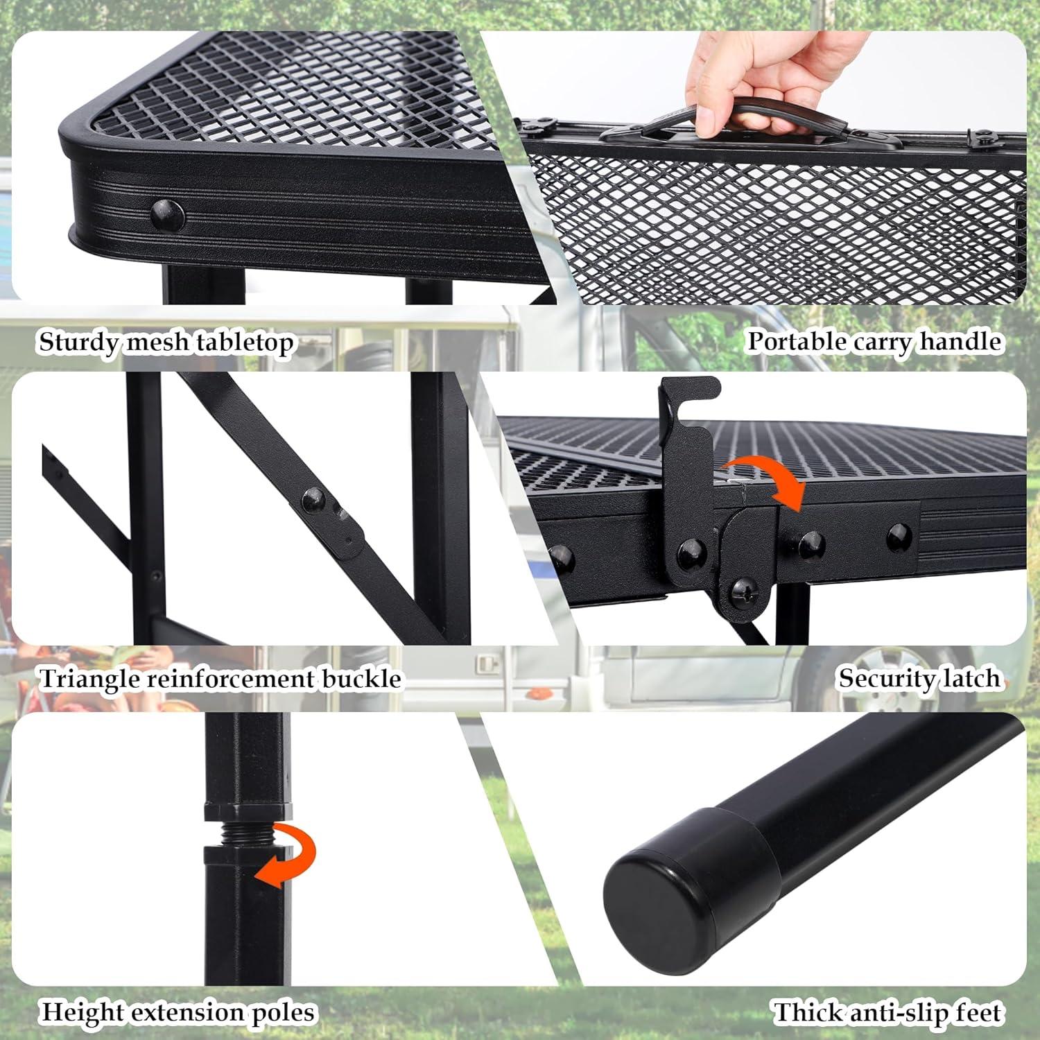 Mesa Plegable FORUP 2FT Ajustable para Camping y Picnic