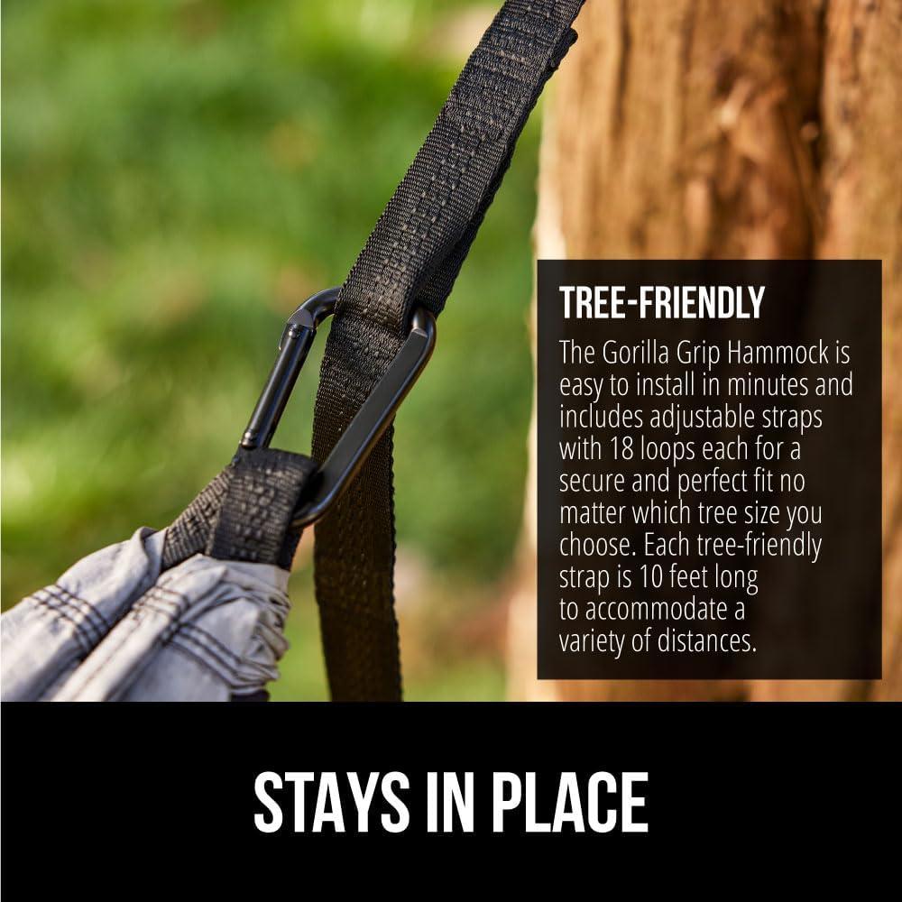 Hamaca Portátil Gorilla Grip 3,05x1,98m Soporta 226kg