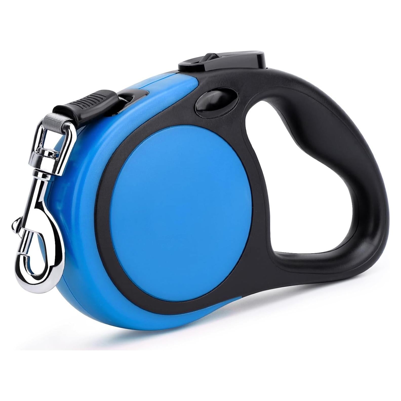 Segarty Dog Leash Retractable for Large Medium Dogs, 16ft Heavy Duty Walking Dog Leash for Dogs up to 110lb, Anti-Slip Handle 360°Tangle-Free Nylon Tape, One-Handed One Button Lock (Black Blue)