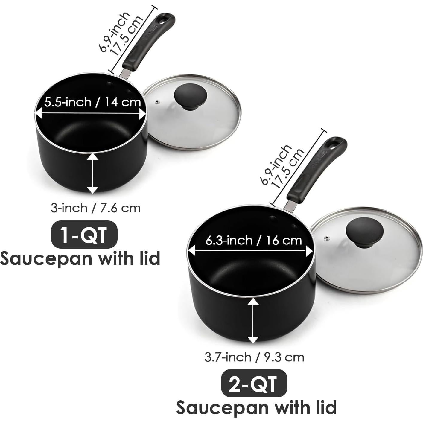 Juego de Cacerolas Cook N Home 1 y 2 Litros Antiadherentes