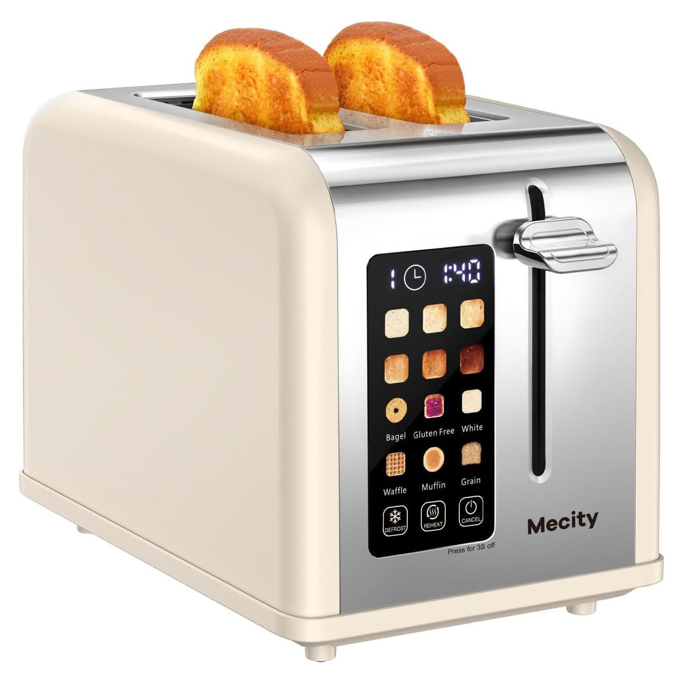 Tostadora Mecity 2 Rebanadas Acero Inoxidable Pantalla Táctil