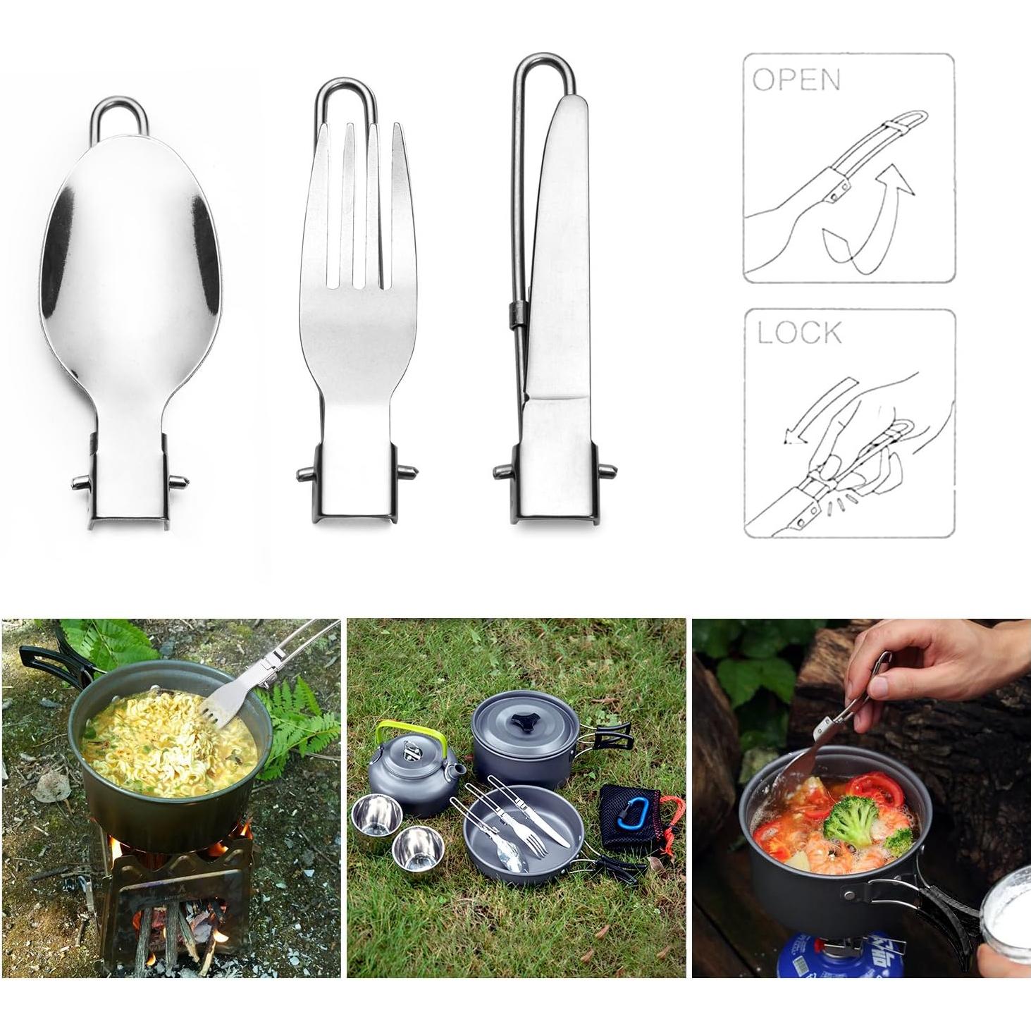 Kit de Cocina para Camping Odoland 10 Piezas Aluminio Antiadherente