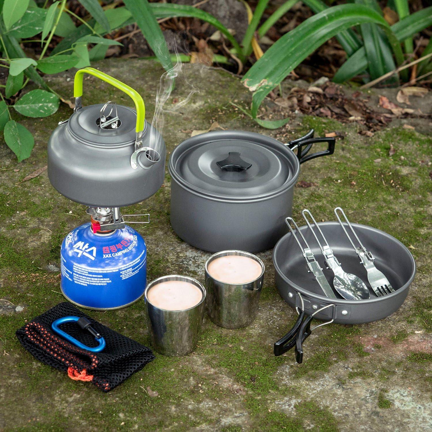 Kit de Cocina para Camping Odoland 10 Piezas Aluminio Antiadherente