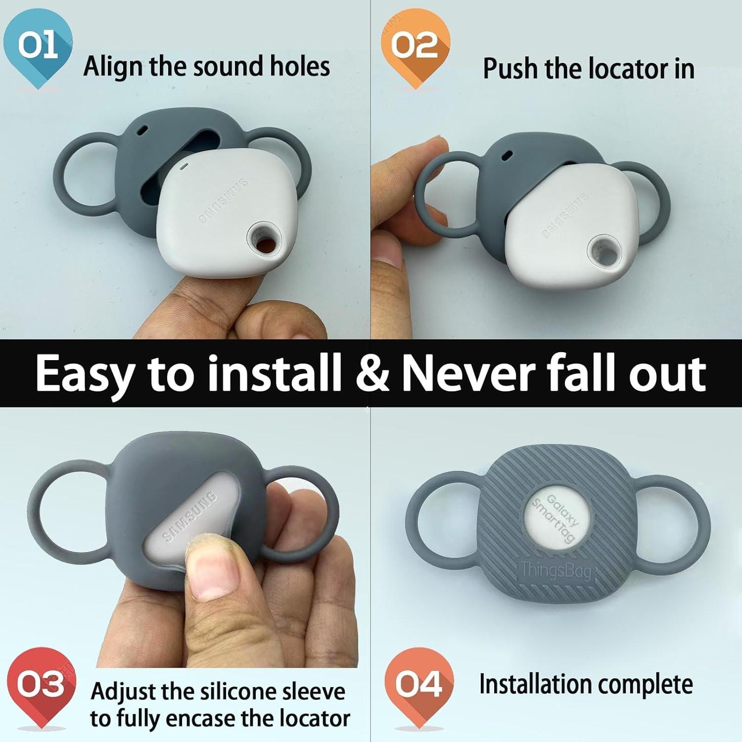 Soporte de Collar de Silicona ThingsBag para SmartTag y Tile Mate - 2 Paquete