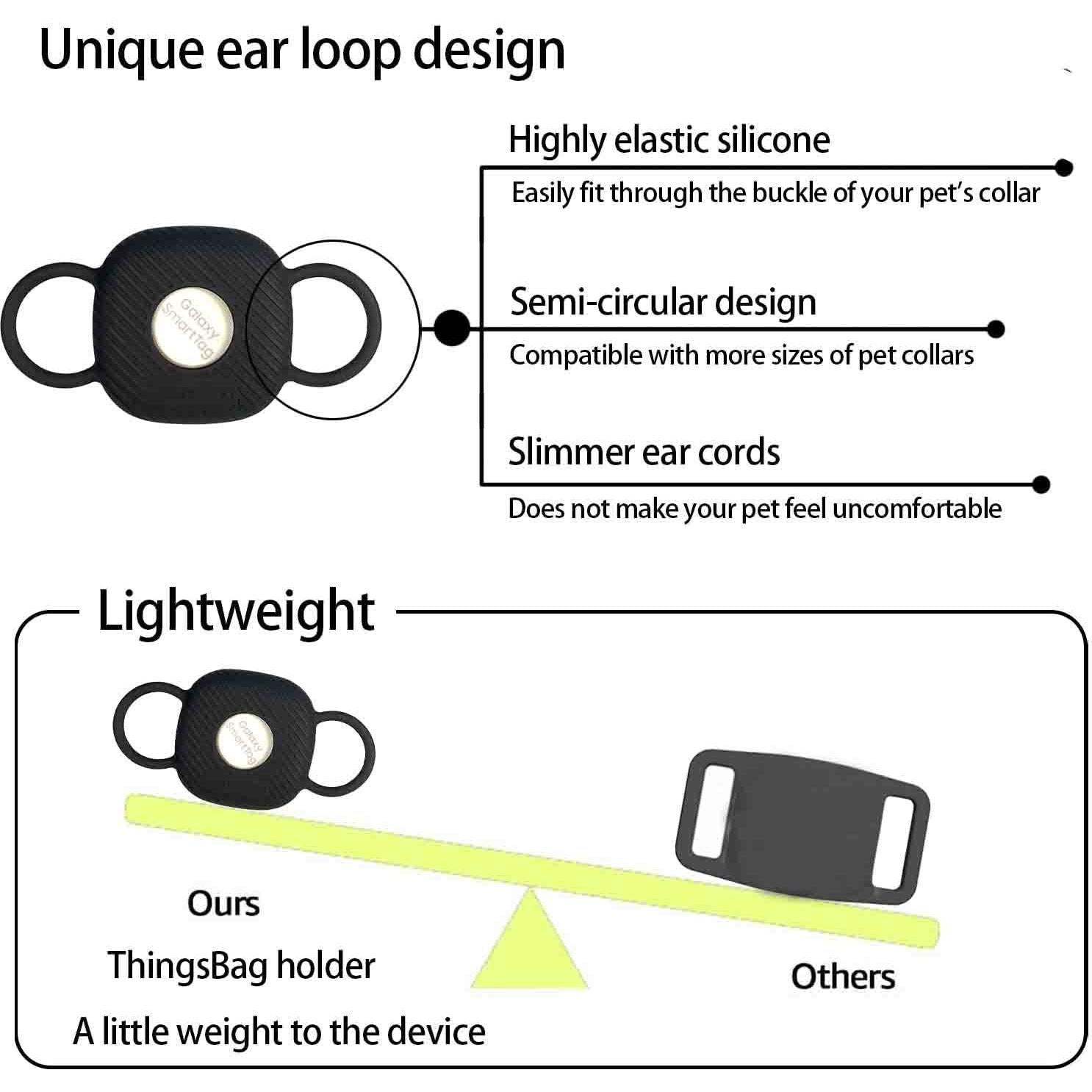 Soporte de Collar de Silicona ThingsBag para SmartTag y Tile Mate - 2 Paquete