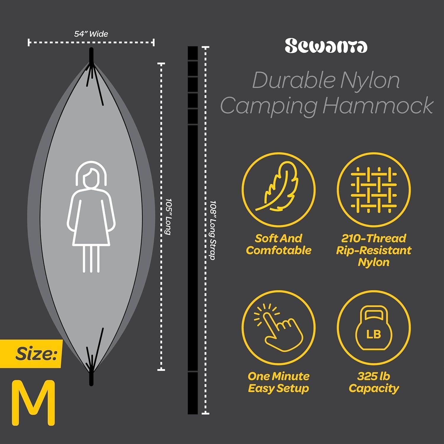 Hamaca Sewanta Modelo Vineen Doble 400 kg para Camping