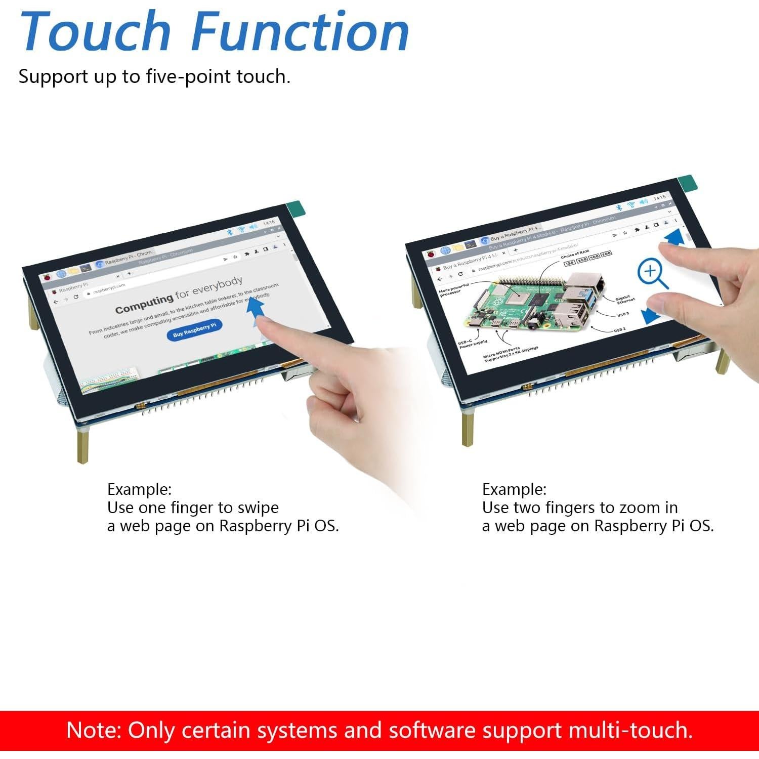 Monitor Táctil FREENOVE 4.3" IPS para Raspberry Pi 5/4/3