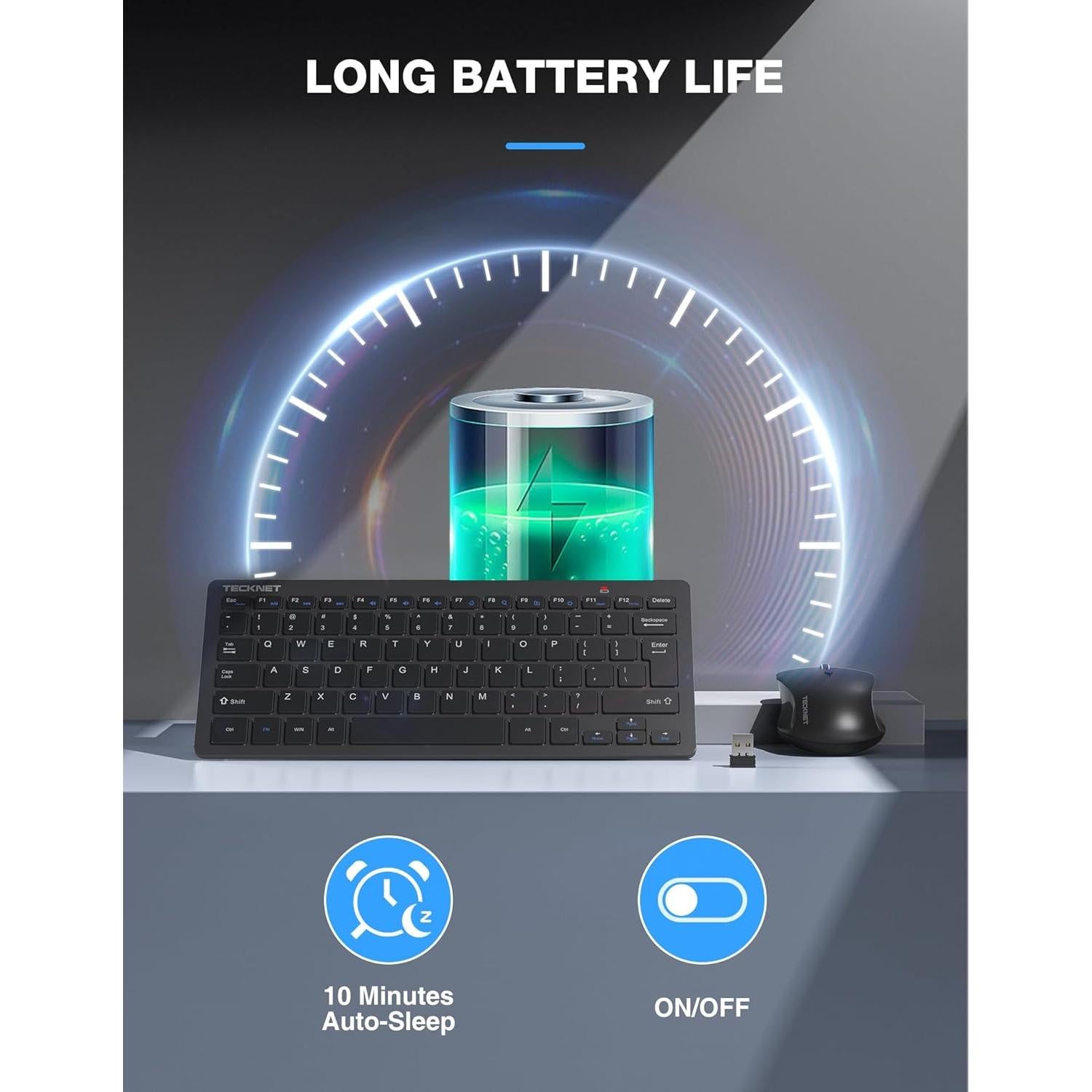 Combo Teclado y Ratón Inalámbricos TECKNET X315, Silencioso 1600 DPI