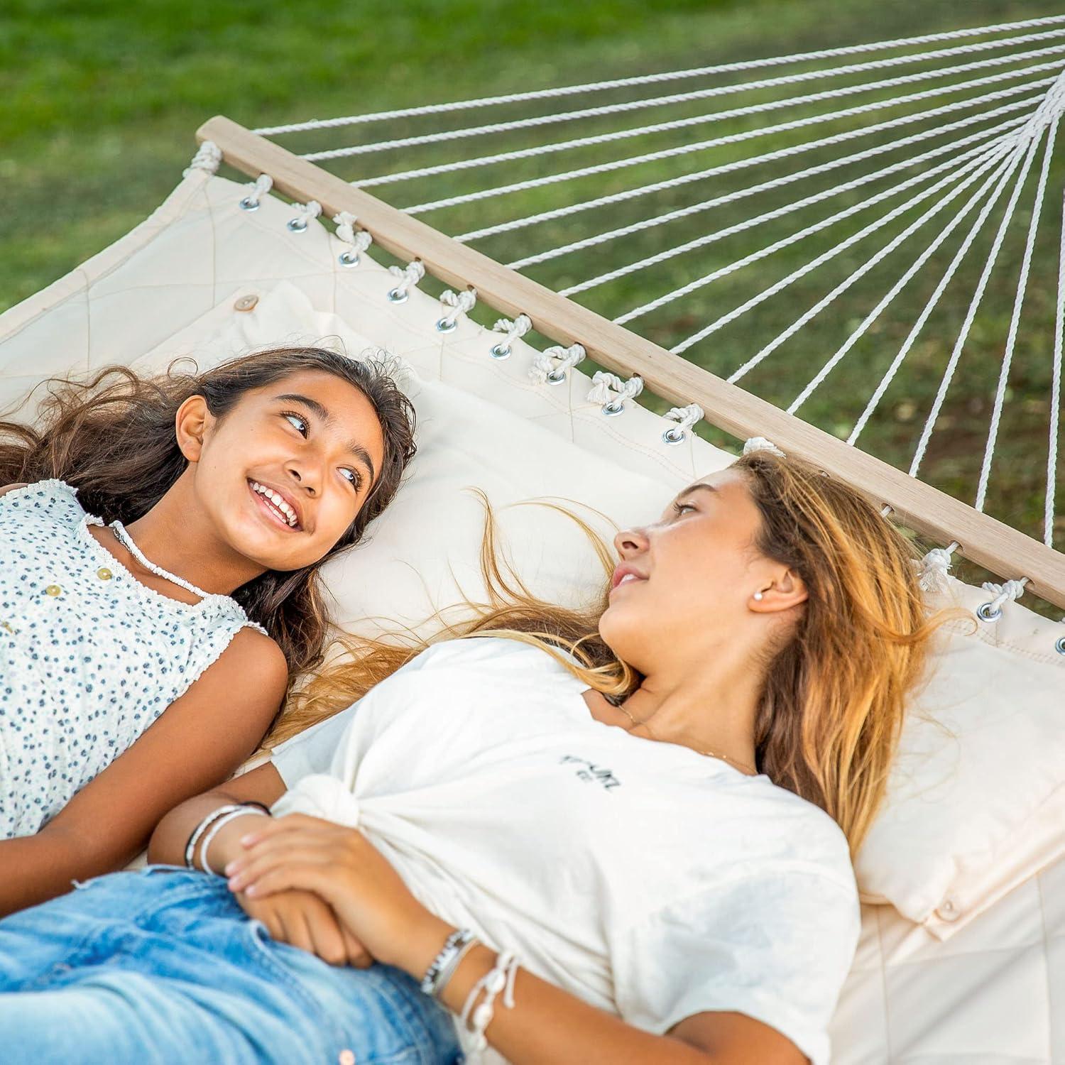 Hamaca Doble ANOW con Almohada y Barras de Madera 204 kg