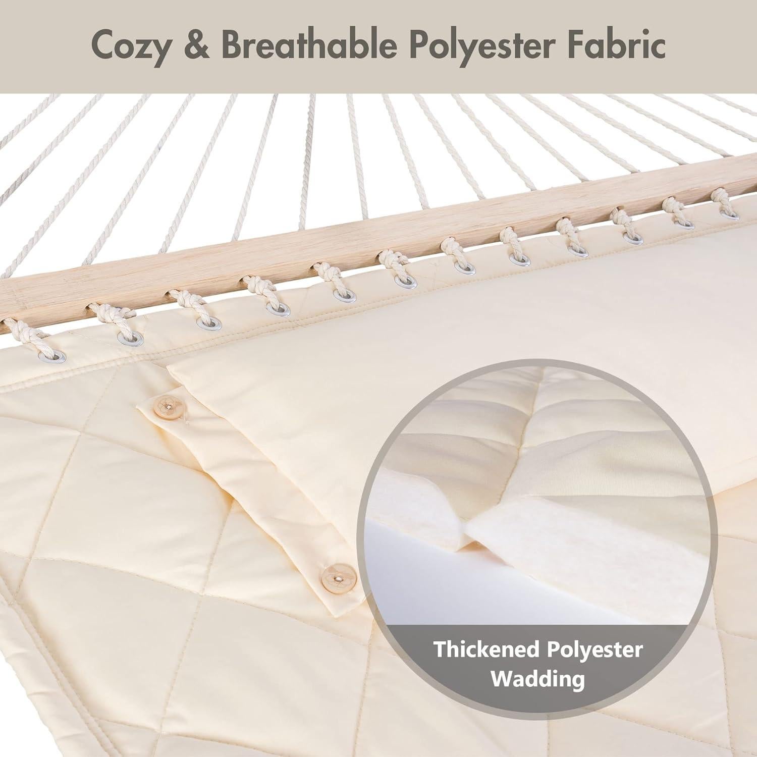 Hamaca Doble ANOW con Almohada y Barras de Madera 204 kg