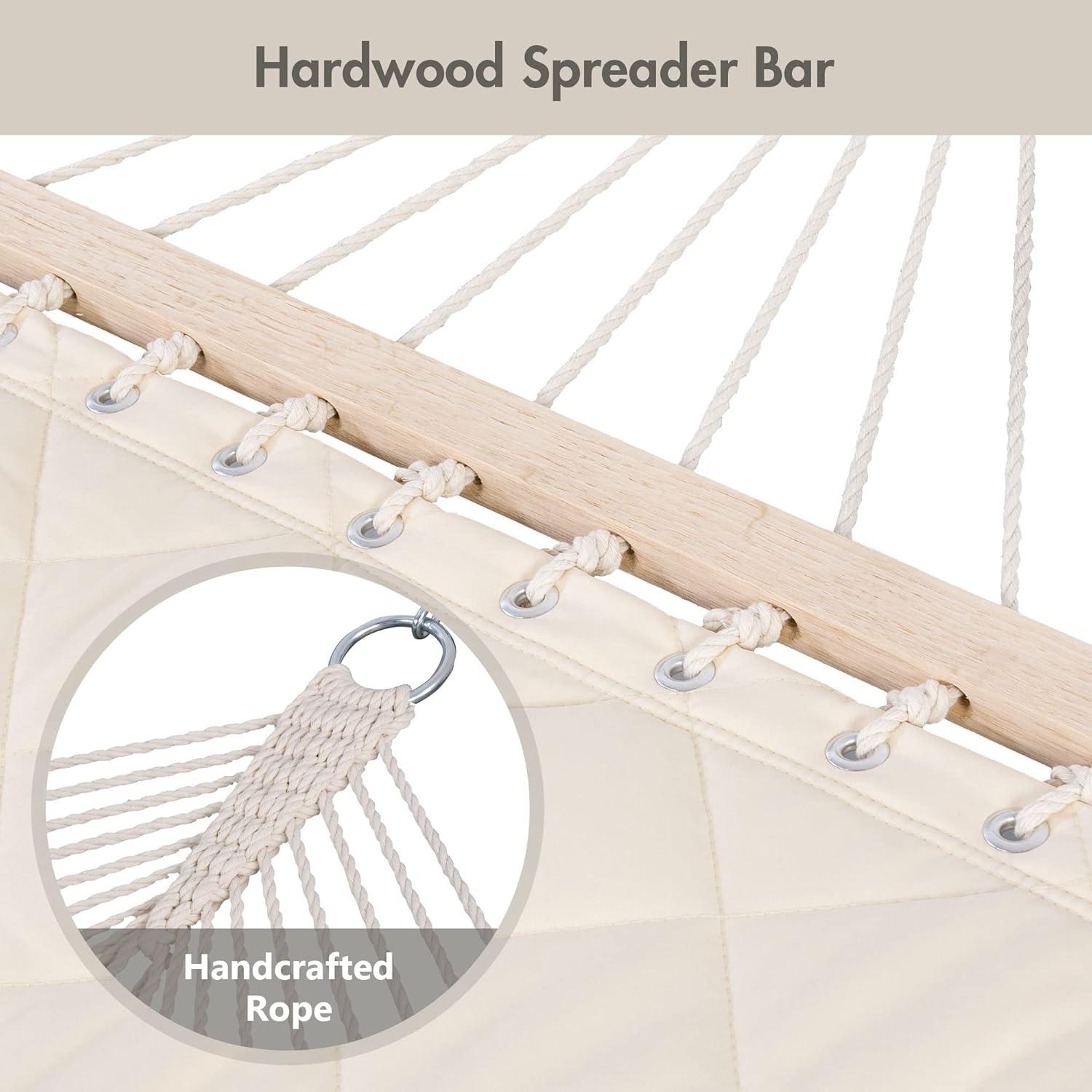 Hamaca Doble ANOW con Almohada y Barras de Madera 204 kg