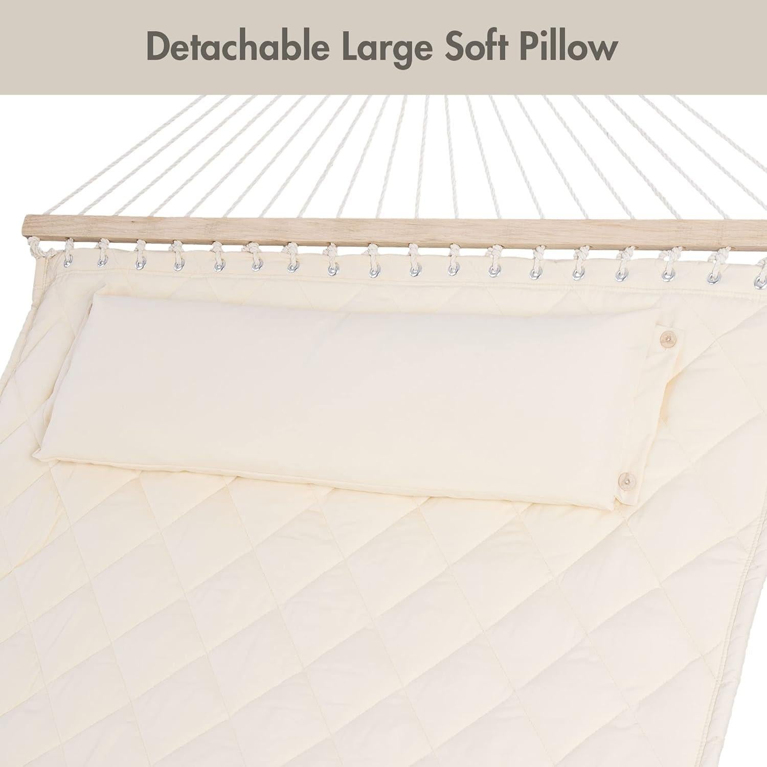 Hamaca Doble ANOW con Almohada y Barras de Madera 204 kg