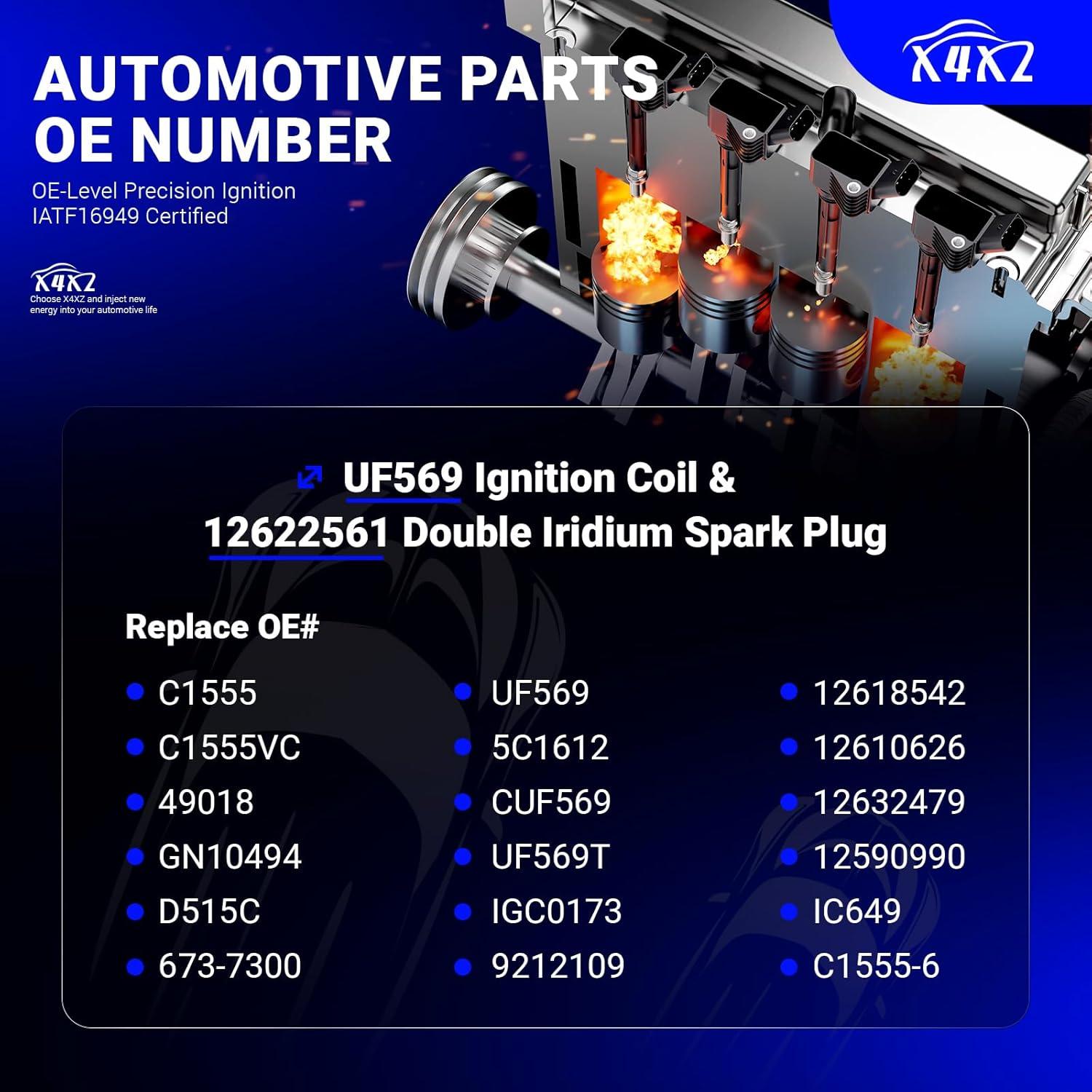 Bobina de Encendido UF569 y Bujía Doble Iridio 12622561 X4XZ