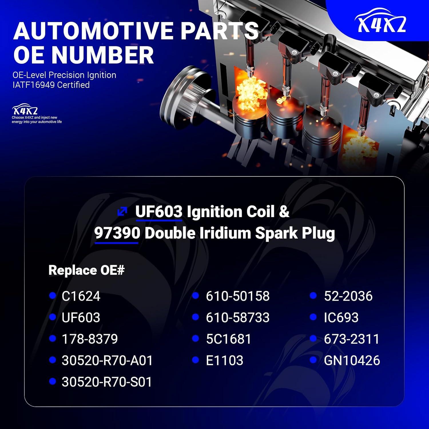Bobina de Encendido UF603 y Bujía Iridio Doble 97390 X4XZ