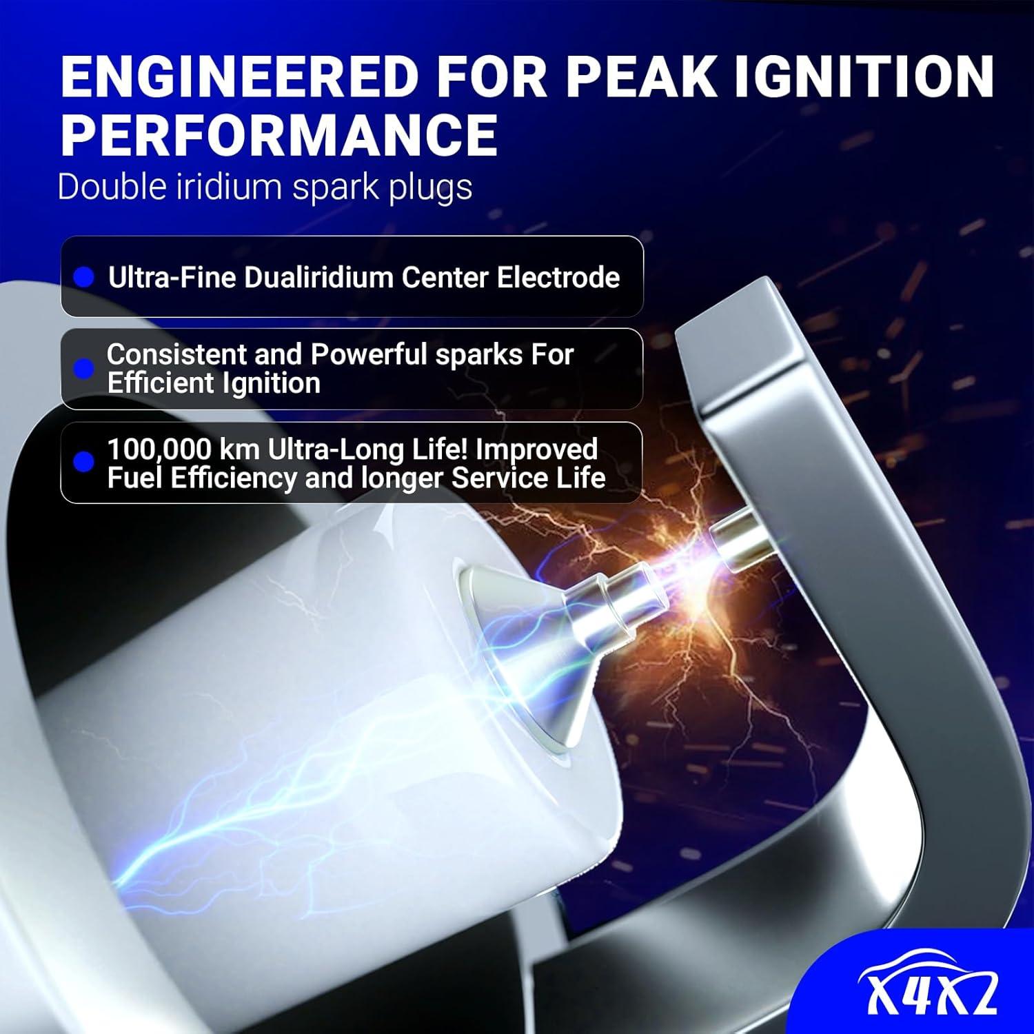 Bobina de encendido UF242 y bujía iridio doble 4503 X4XZ
