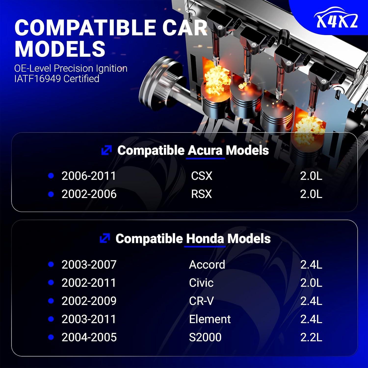 Bobina de encendido UF311 y bujía iridio X4XZ para Honda/Acura