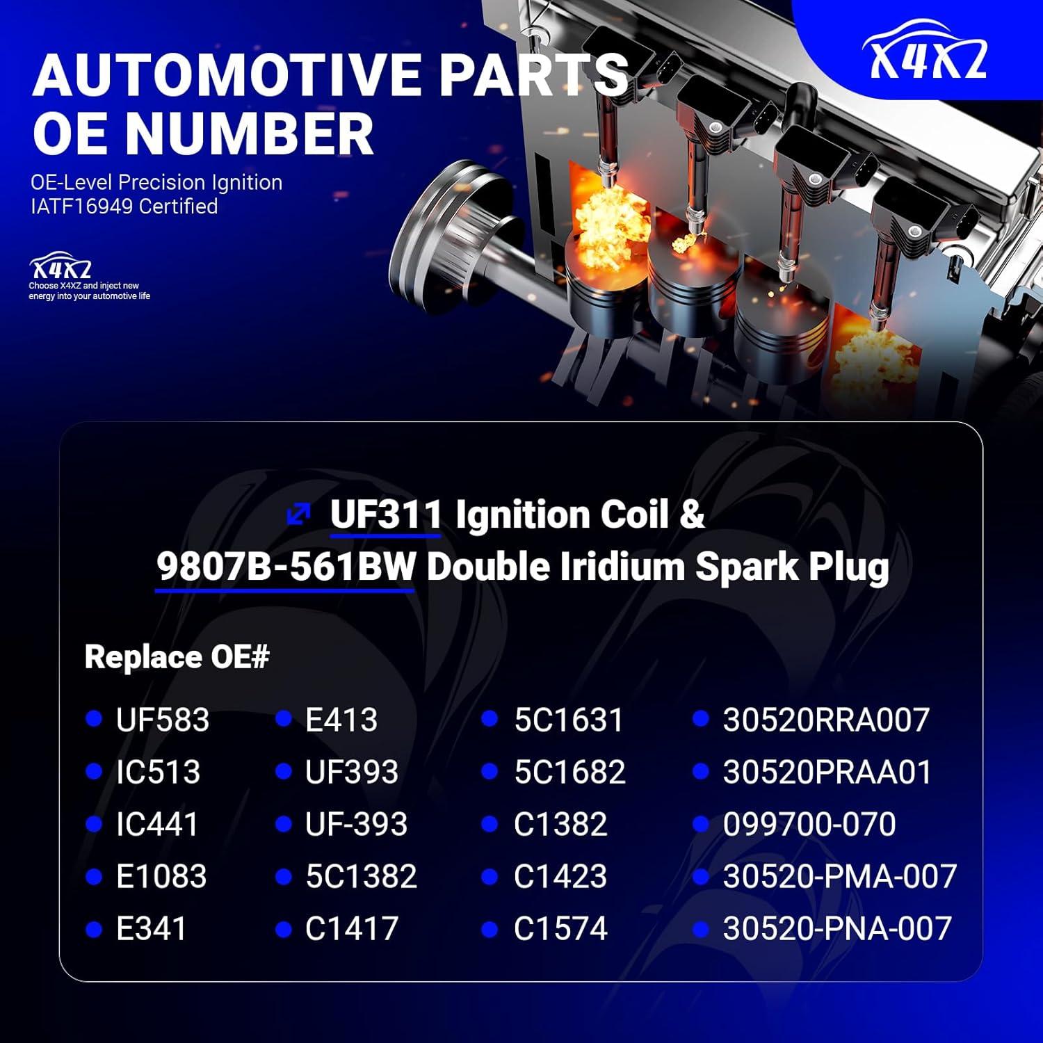 Bobina de encendido UF311 y bujía iridio X4XZ para Honda/Acura