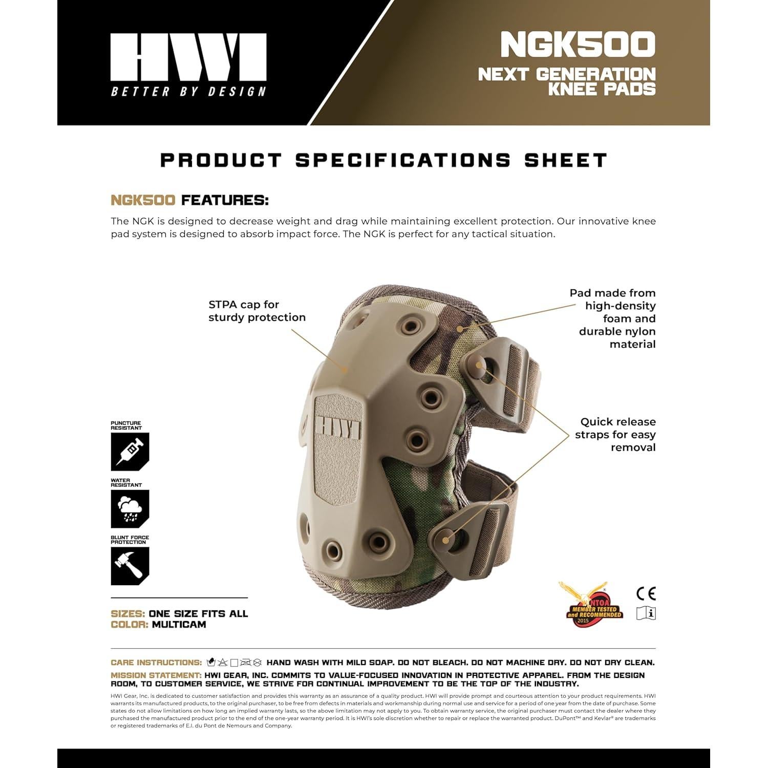 Rodillera HWI Gear NGK500 Multi Camo Ajustable