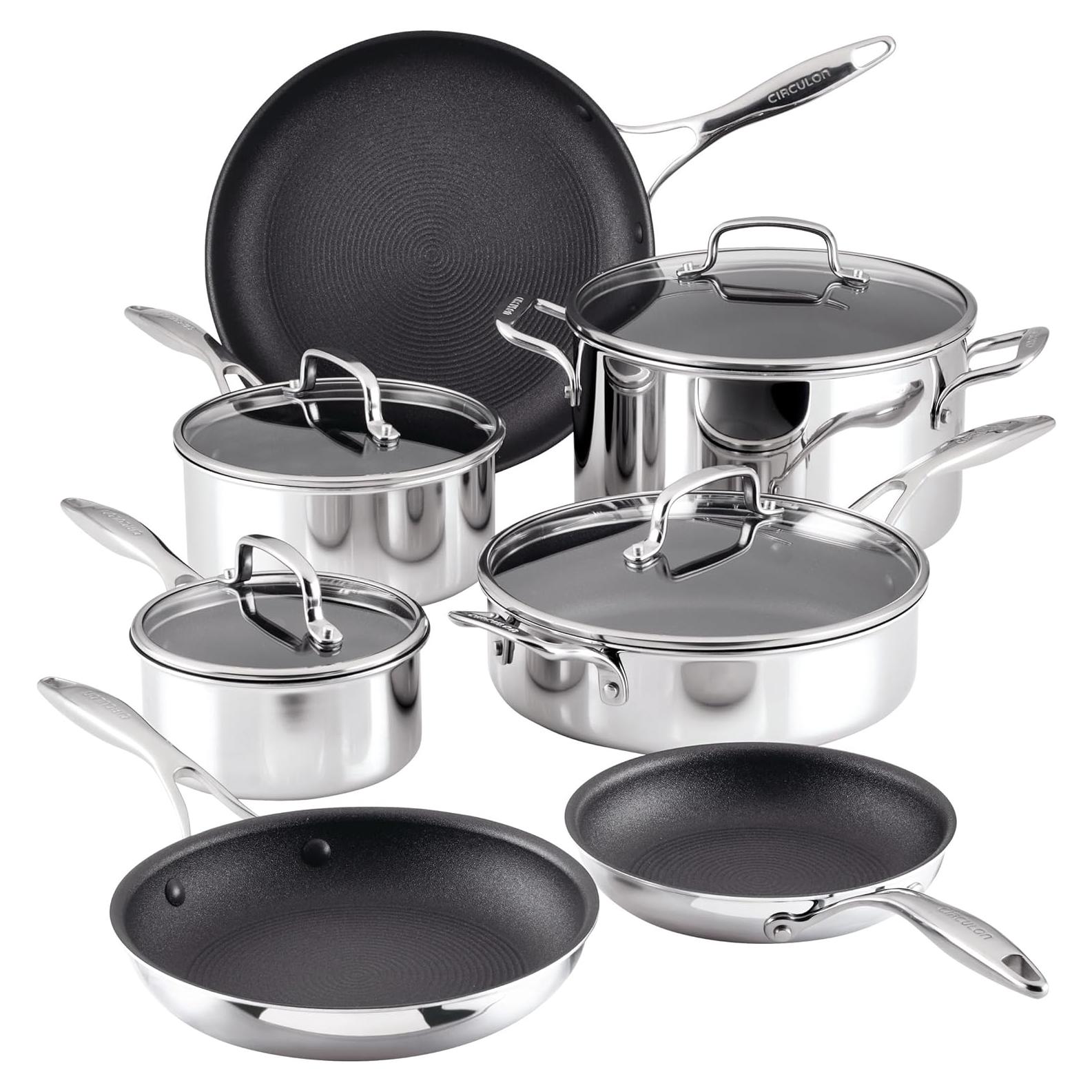 Juego de Ollas y Sartenes Circulon C1 de Acero Inoxidable 11 Pzs