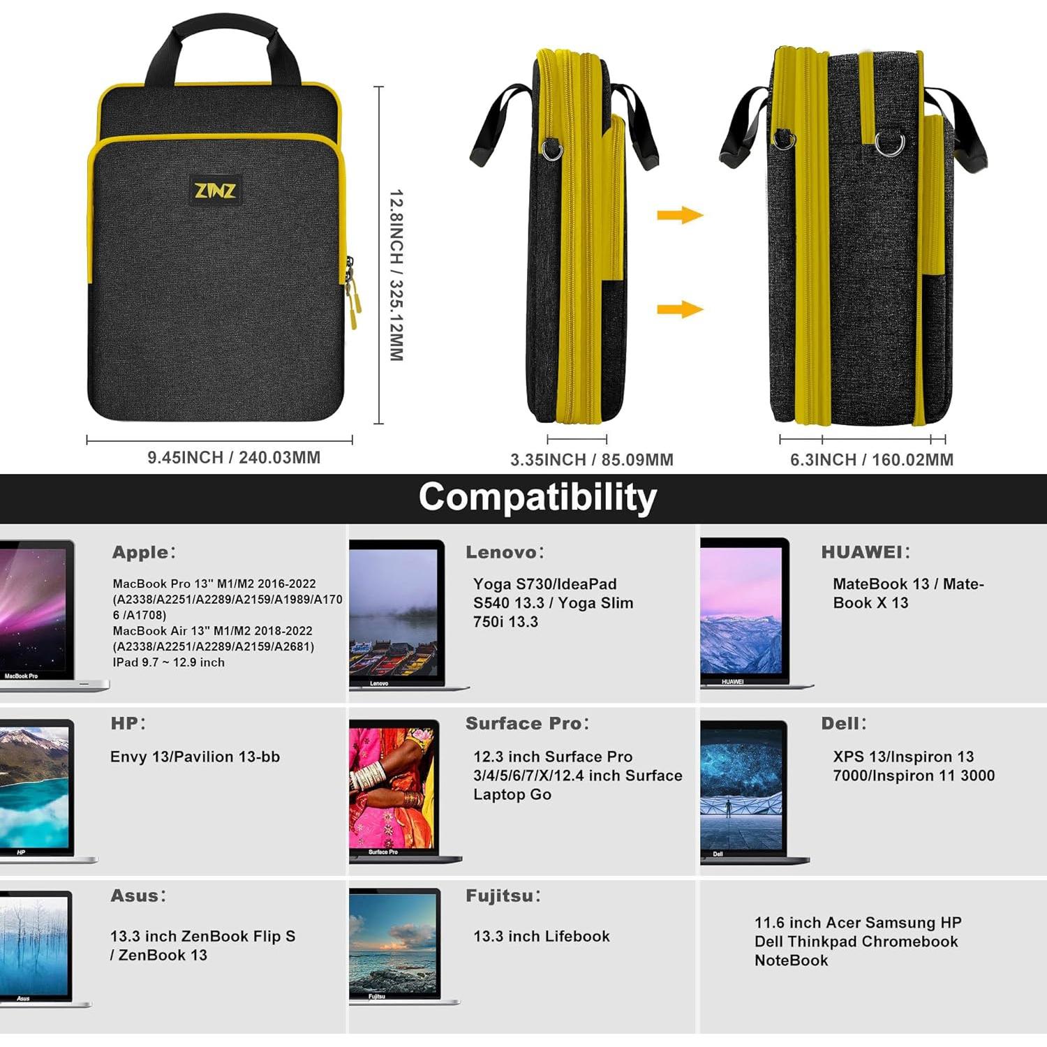 Bolsa de Hombro ZINZ para Laptop 30.99x22.49cm Expandible