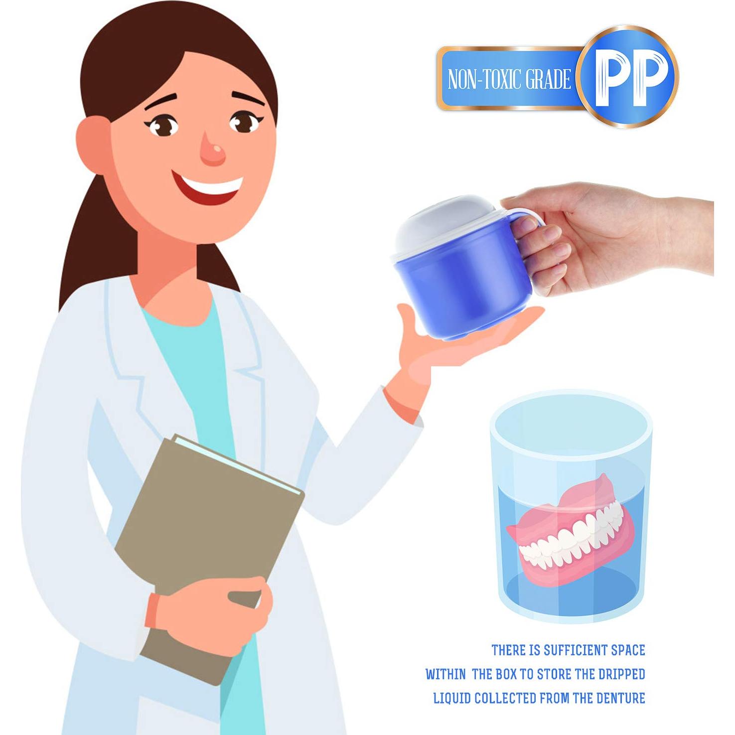 Taza Grande para Dentaduras FJNATINH 300 ml con Colador