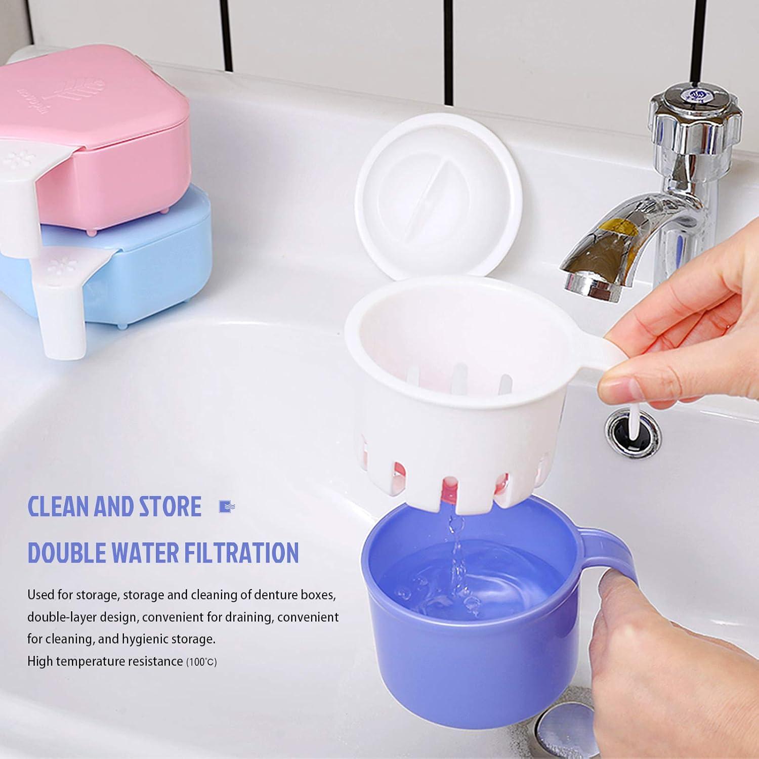 Taza Grande para Dentaduras FJNATINH 300 ml con Colador