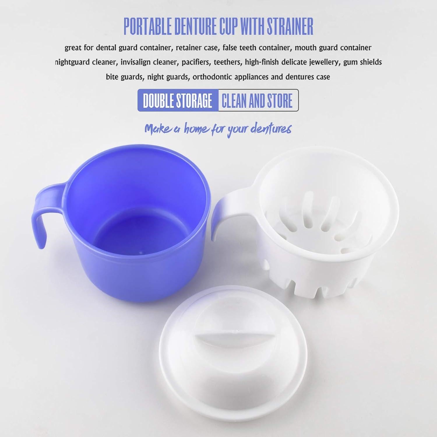 Taza Grande para Dentaduras FJNATINH 300 ml con Colador