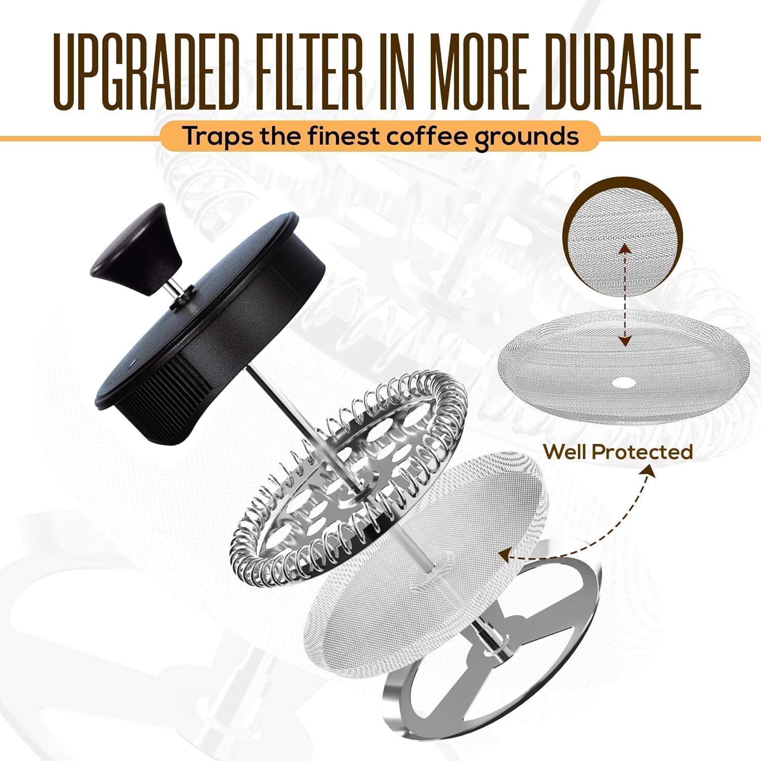 Prensa Francesa Utopia Kitchen 1L Cafetera Negra