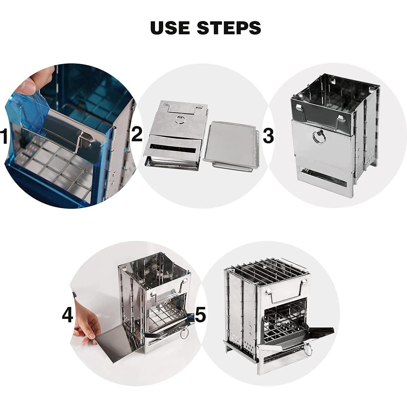 Estufa de Camping REDCAMP Plegable de Acero Inoxidable