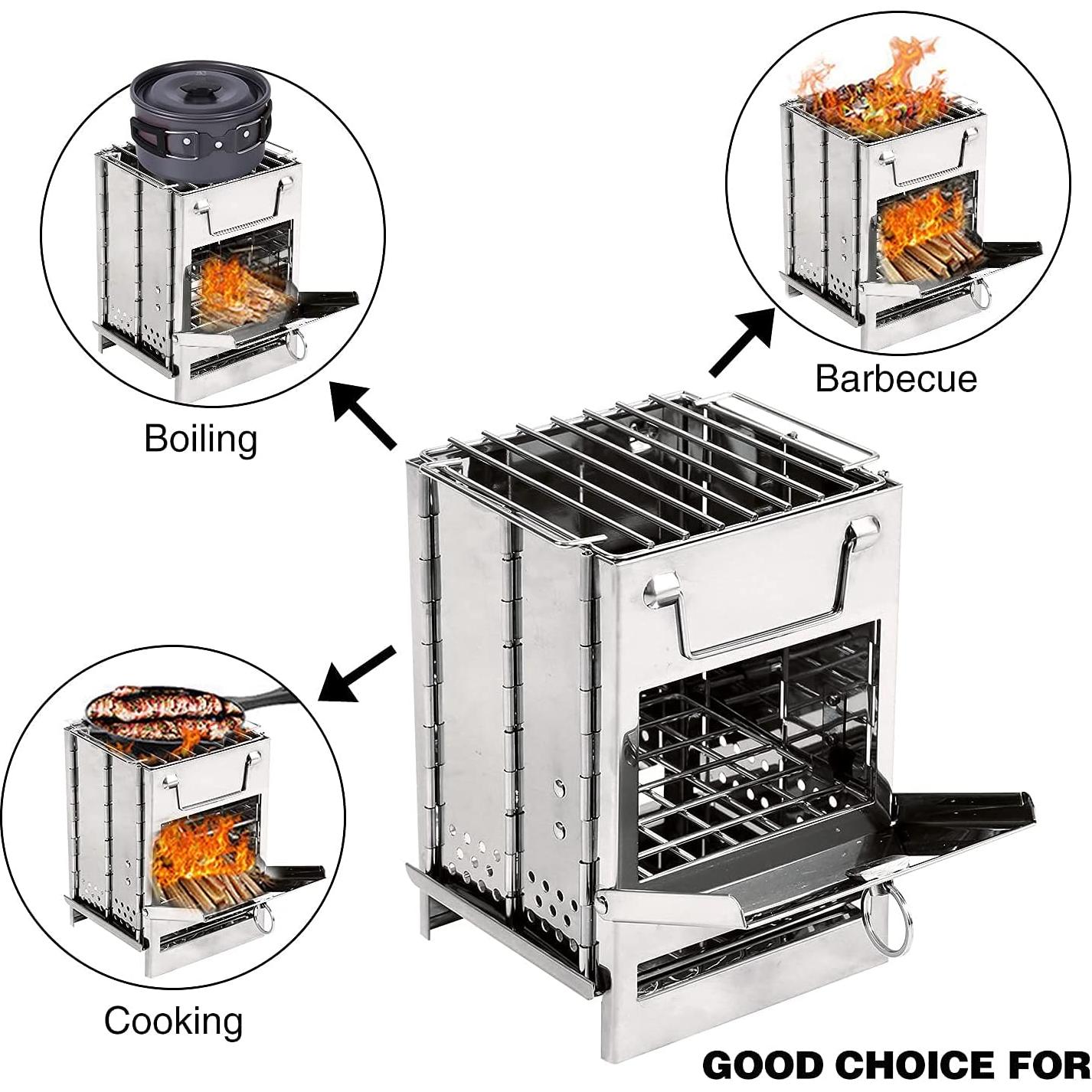 Estufa de Camping REDCAMP Plegable de Acero Inoxidable