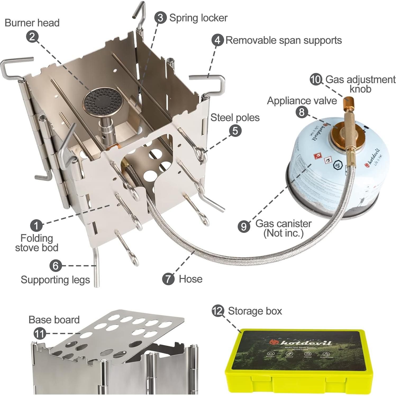 Estufa de Camping Hotdevil HD-GW-5120A Plegable 0.84 kg