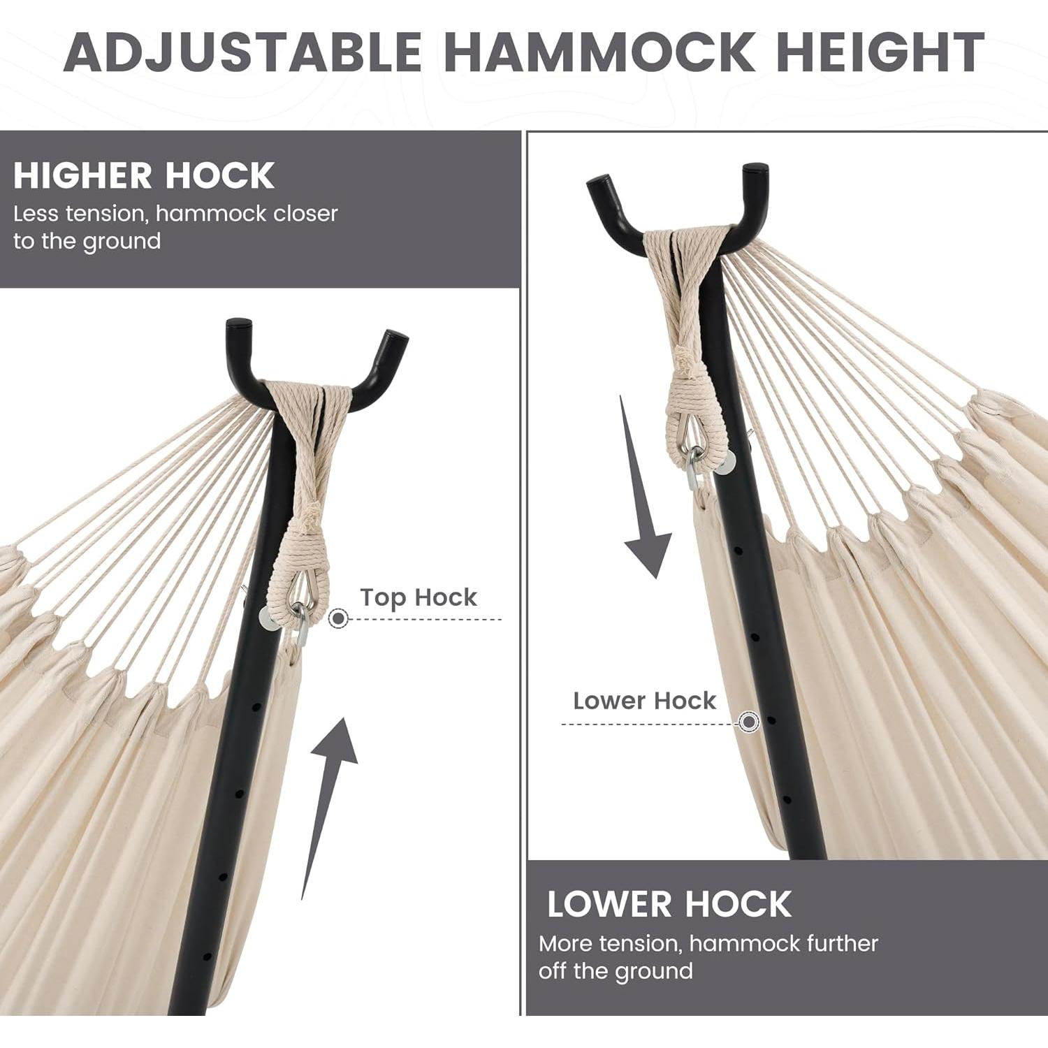 Hamaca Doble Lazy Daze con Soporte de Acero 204 kg Beige