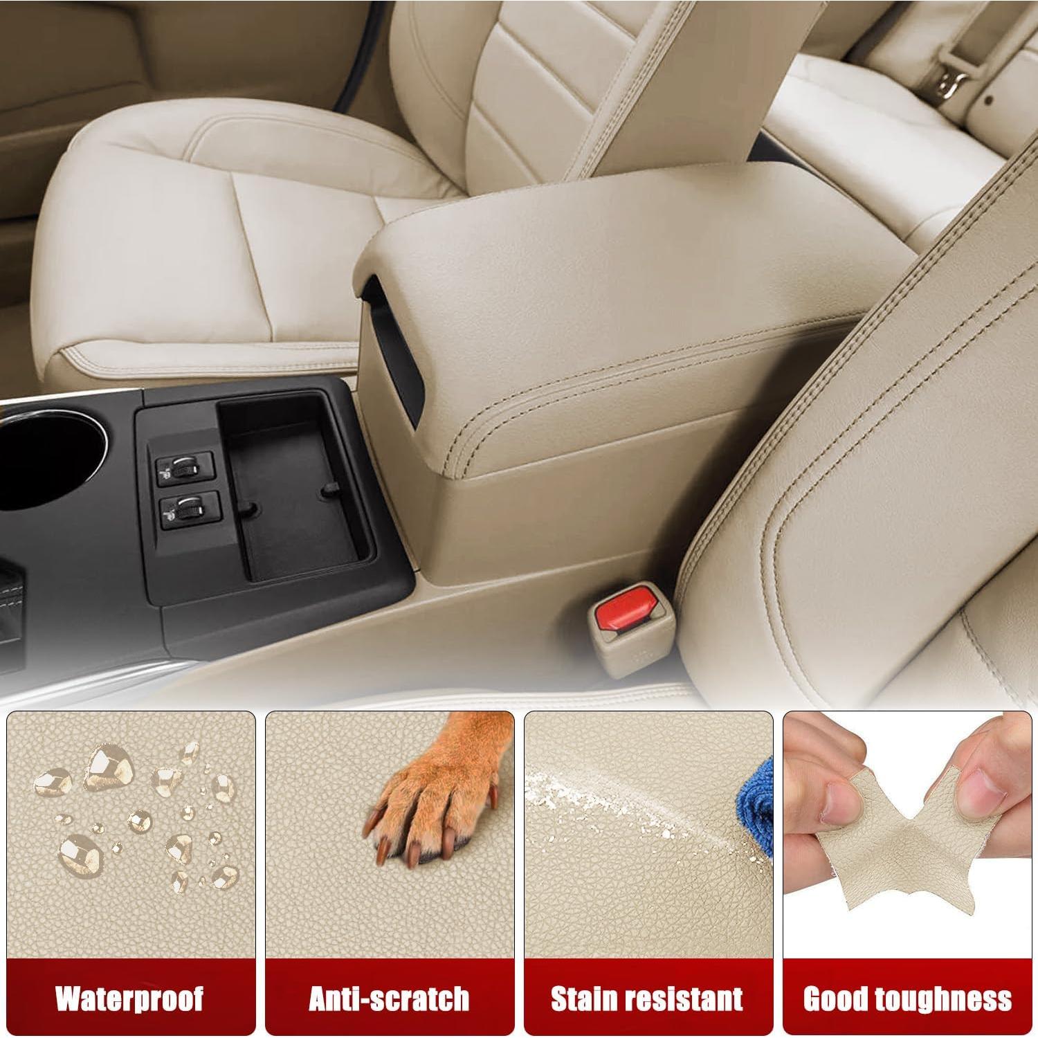 Cubierta de reposabrazos KBH para Toyota Camry 2012-2017, Vinilo Cuero Marfil Tan