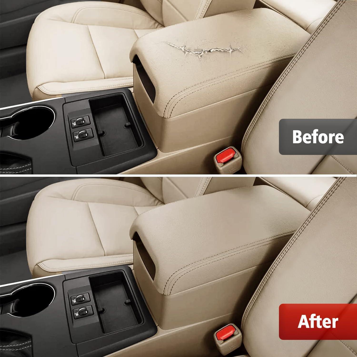 Cubierta de reposabrazos KBH para Toyota Camry 2012-2017, Vinilo Cuero Marfil Tan