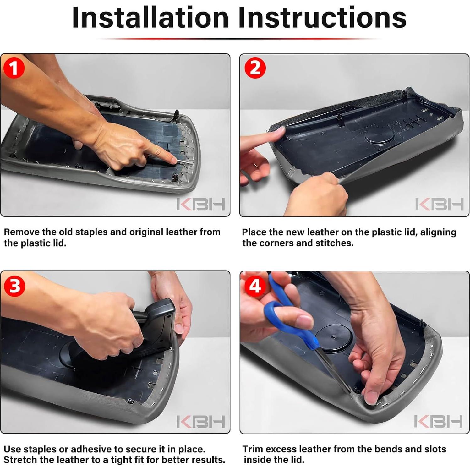 Cubierta de reposabrazos KBH para Toyota Camry 2012-2017, Vinilo Cuero Marfil Tan