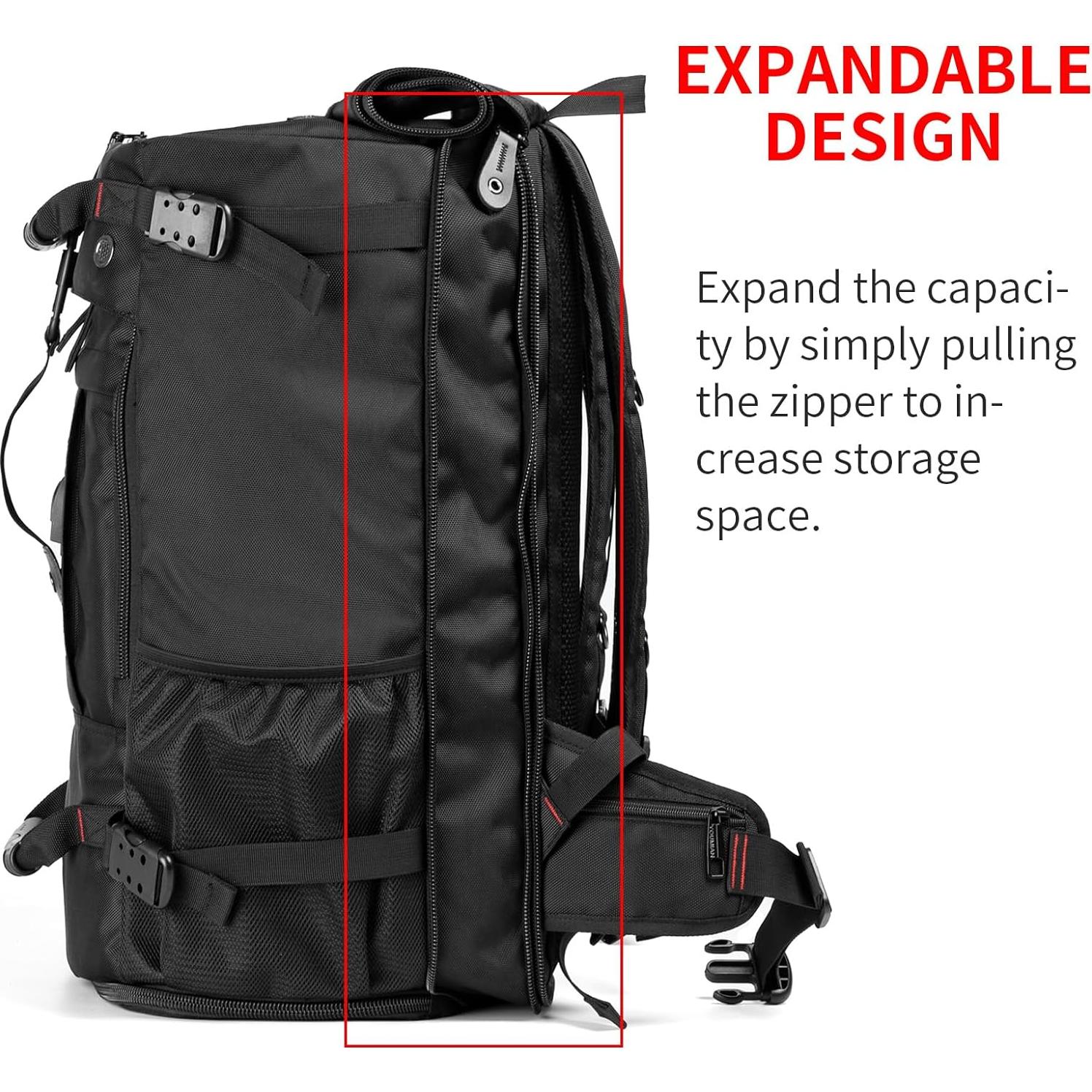 Mochila de viaje 60L Grande Unisex Negra para Laptop