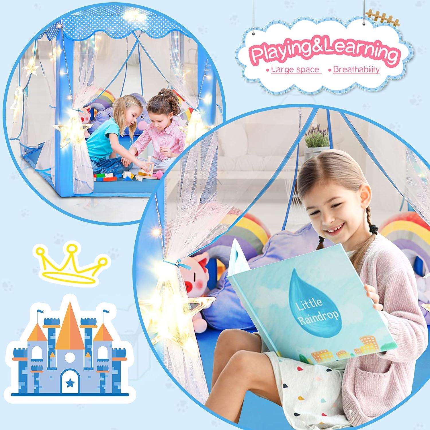 Carpa de Princesa Sumbababy Azul con Luces para Niñas