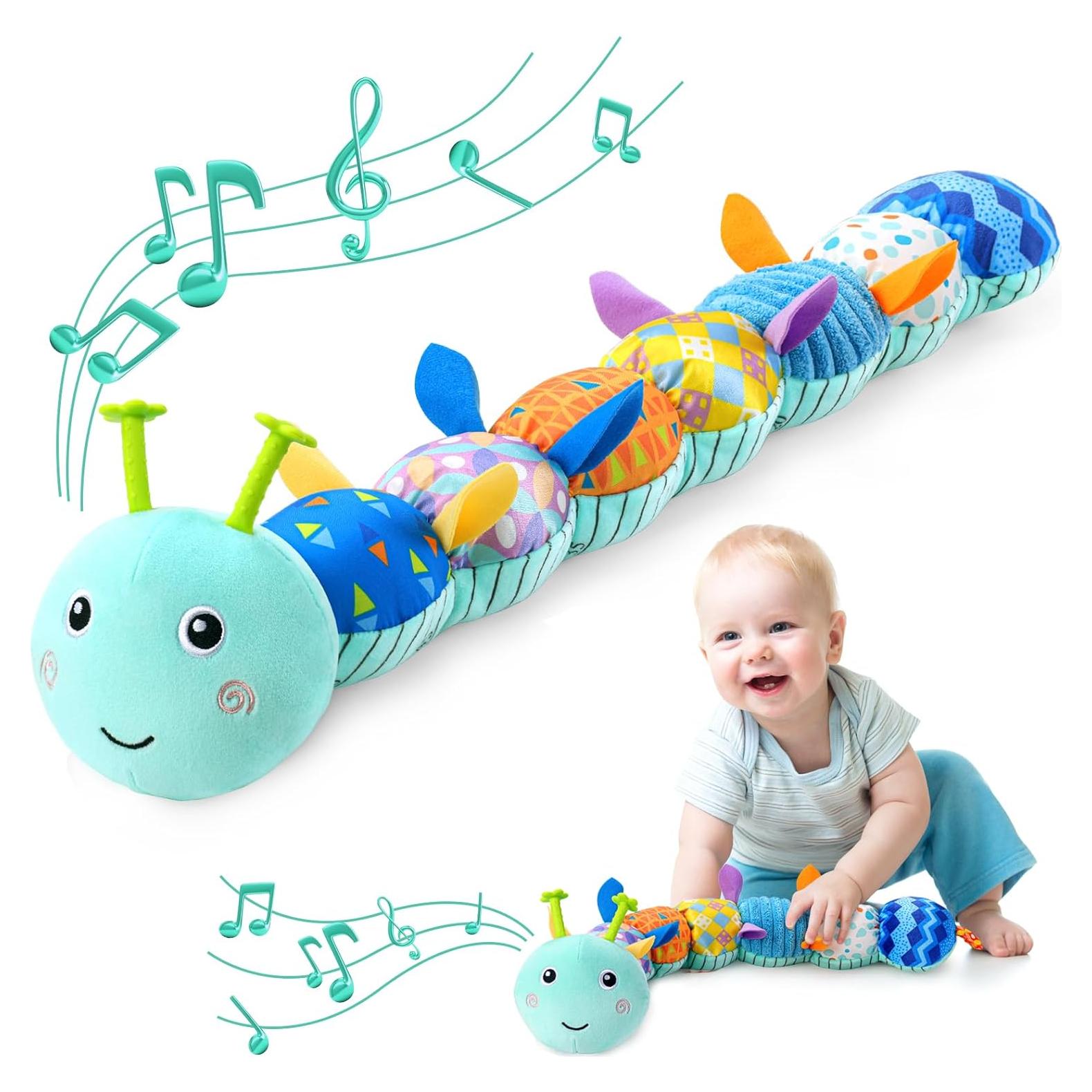 Juguete Musical Suave para Bebés AWOTOY Oruga Azul 0-12 Meses