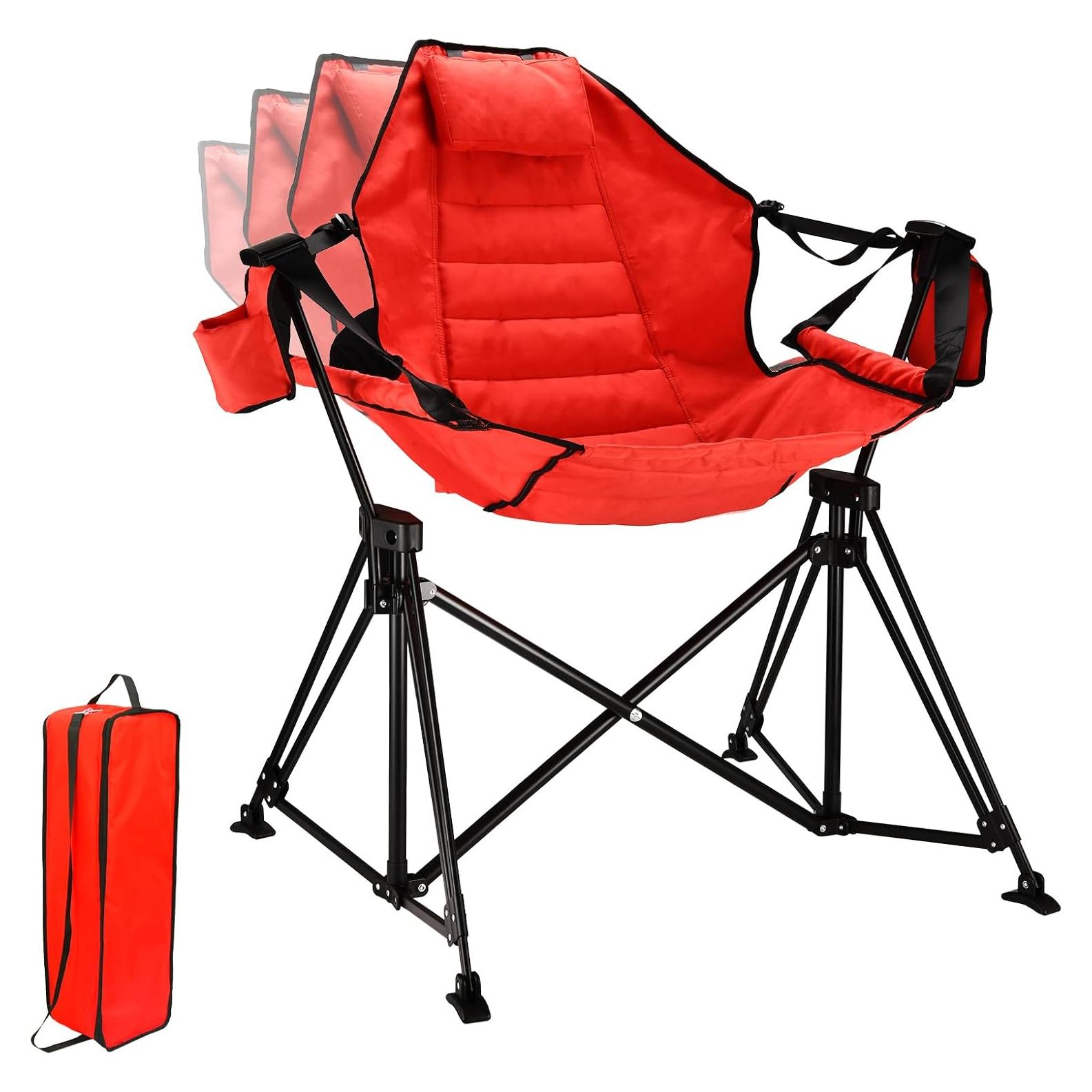 Silla de Camping Hamaca FREETOUR Plegable 158kg Color Carmesí