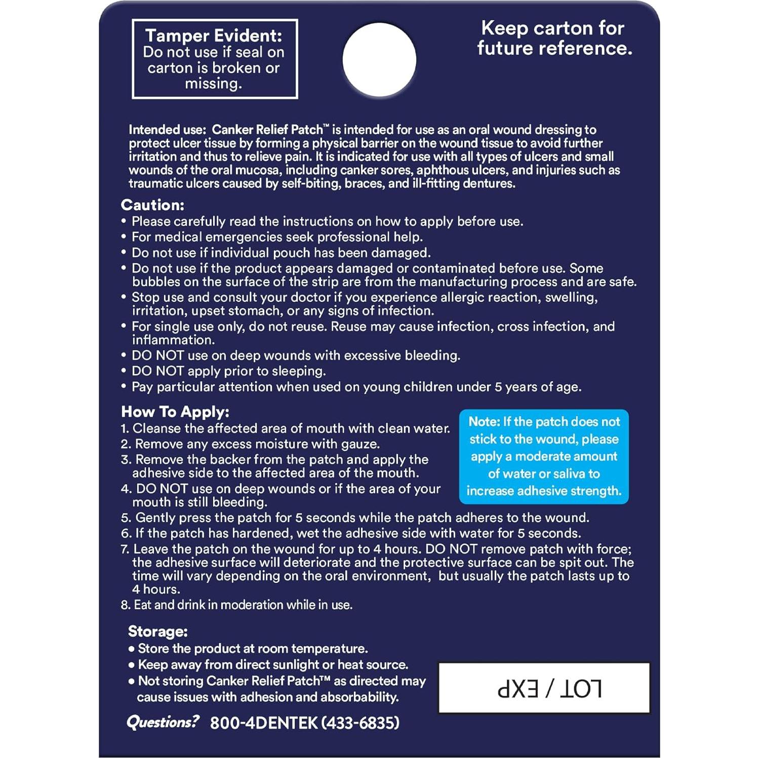 Parche Alivio Llagas DenTek 6 Piezas Vitamina E