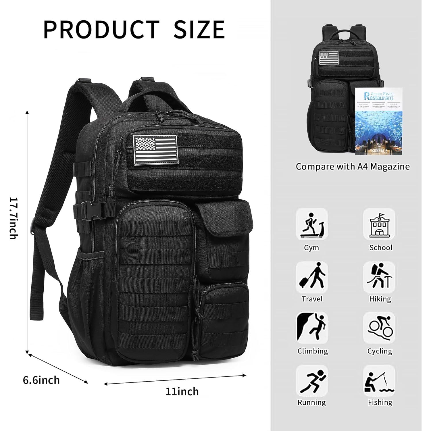 Mochila Táctica Wotony 25L Impermeable con Bolsillos