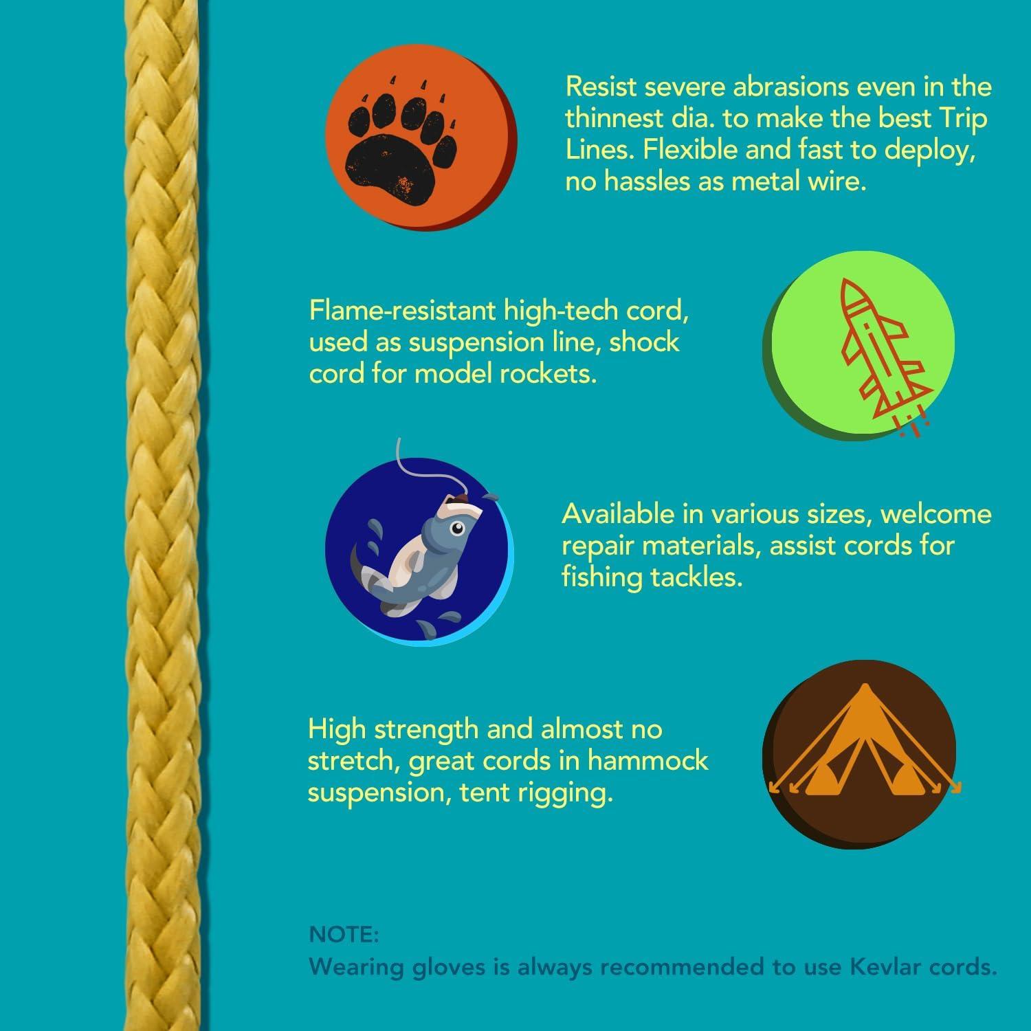 Cuerda Trenzada de Kevlar 100% Emma Kites 100Lb 30m