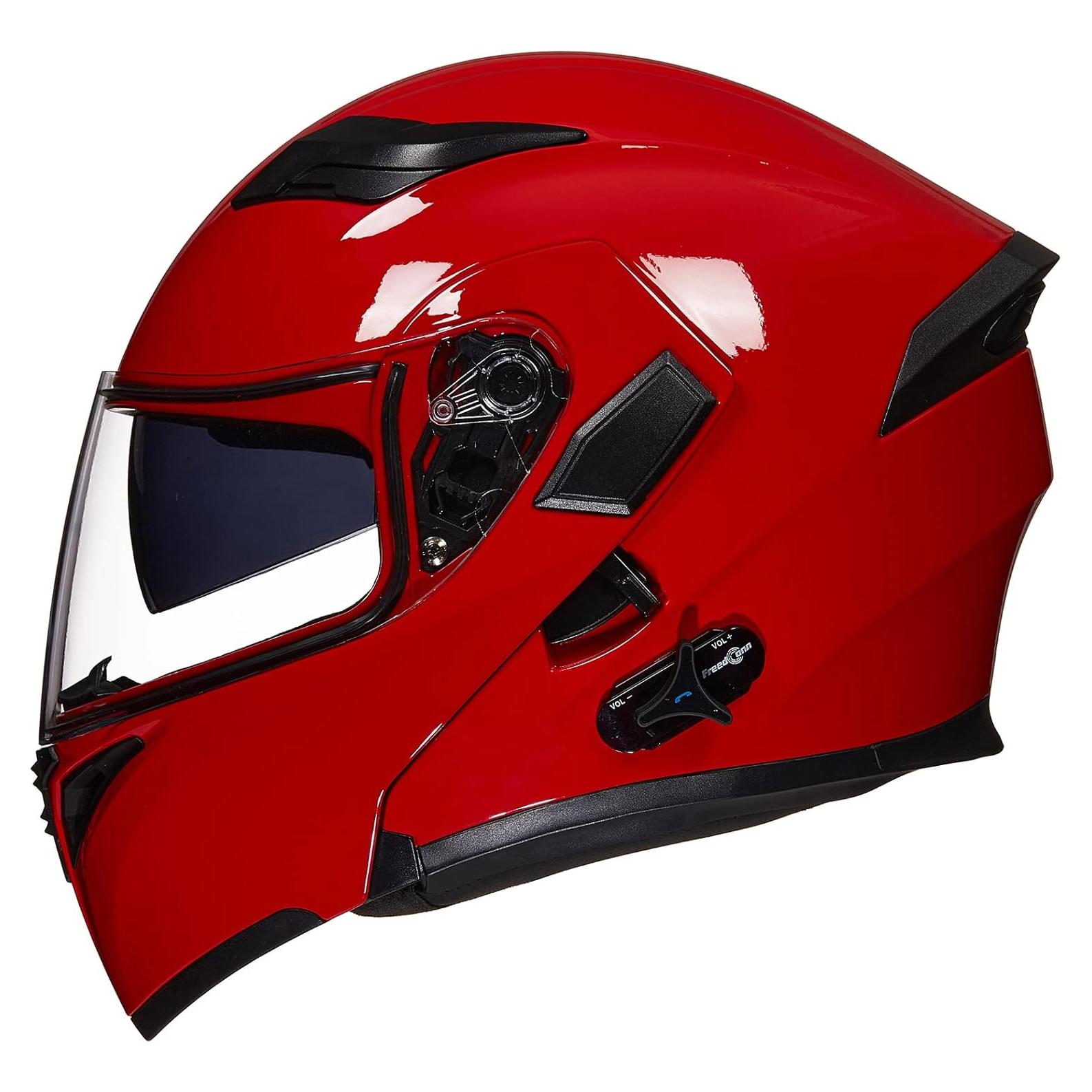 Casco de Motocicleta Bluetooth ILM 902BT Doble Visera Rojo Grande