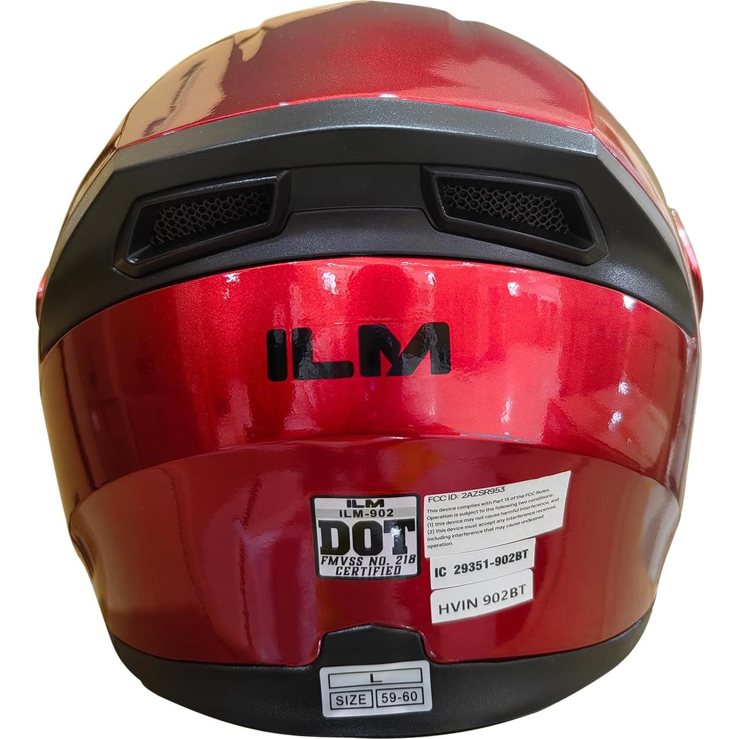 Casco de Motocicleta Bluetooth ILM 902BT Doble Visera Rojo Grande