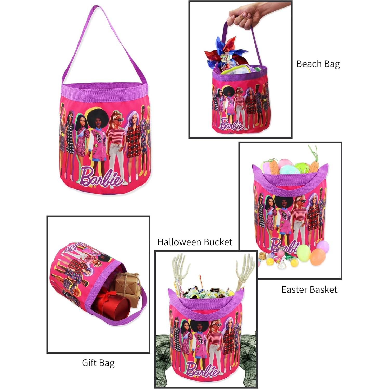 Barbie Collapsible Nylon Basket Bucket Tote Bag