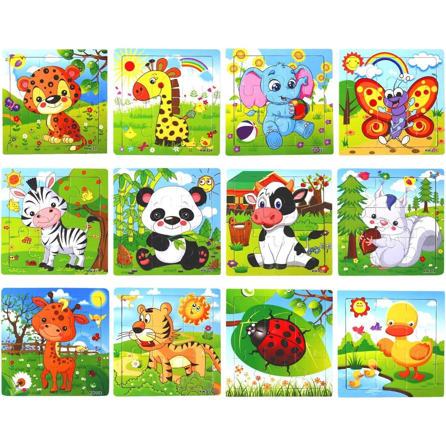 Rompecabezas de Madera SANNIX para Niños - 12 Piezas Animales